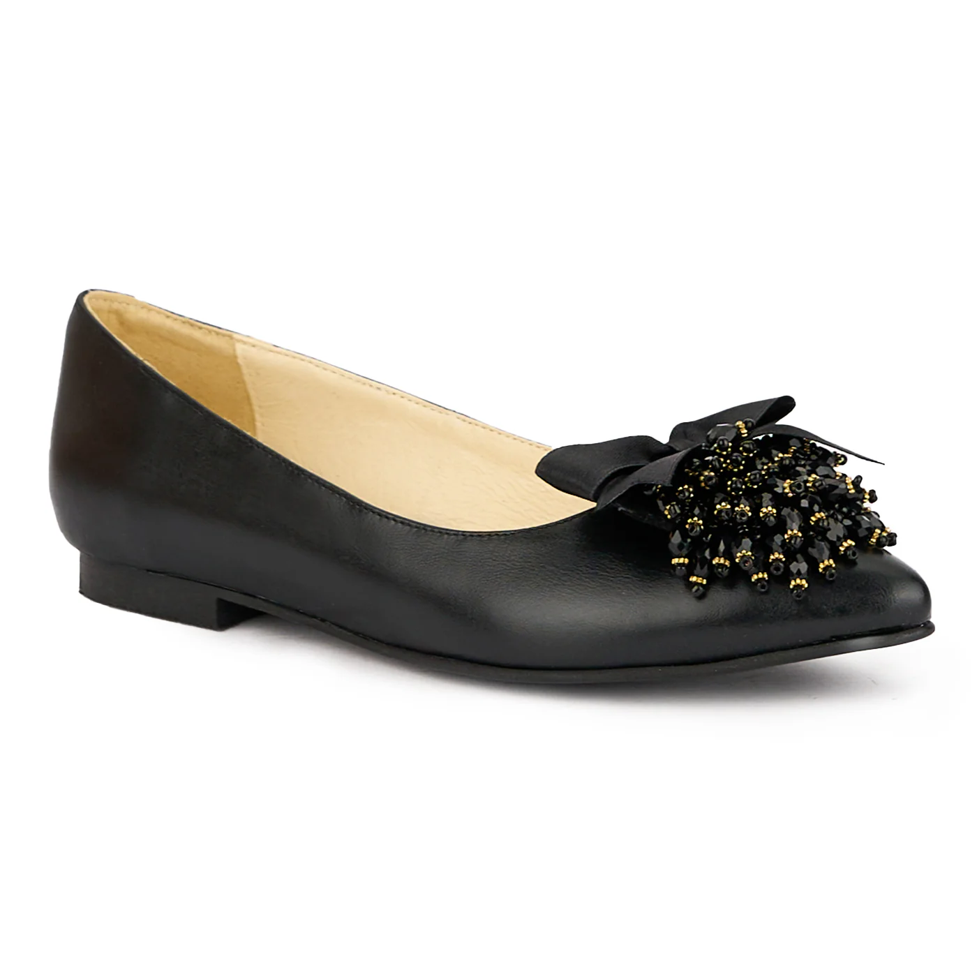Balerini dama din piele naturala neagra cu accesoriu 16358 - Image 3