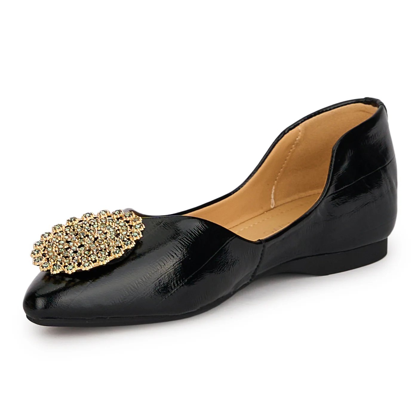 Balerini dama din piele naturala neagra cu accesoriu 18763 - Image 3