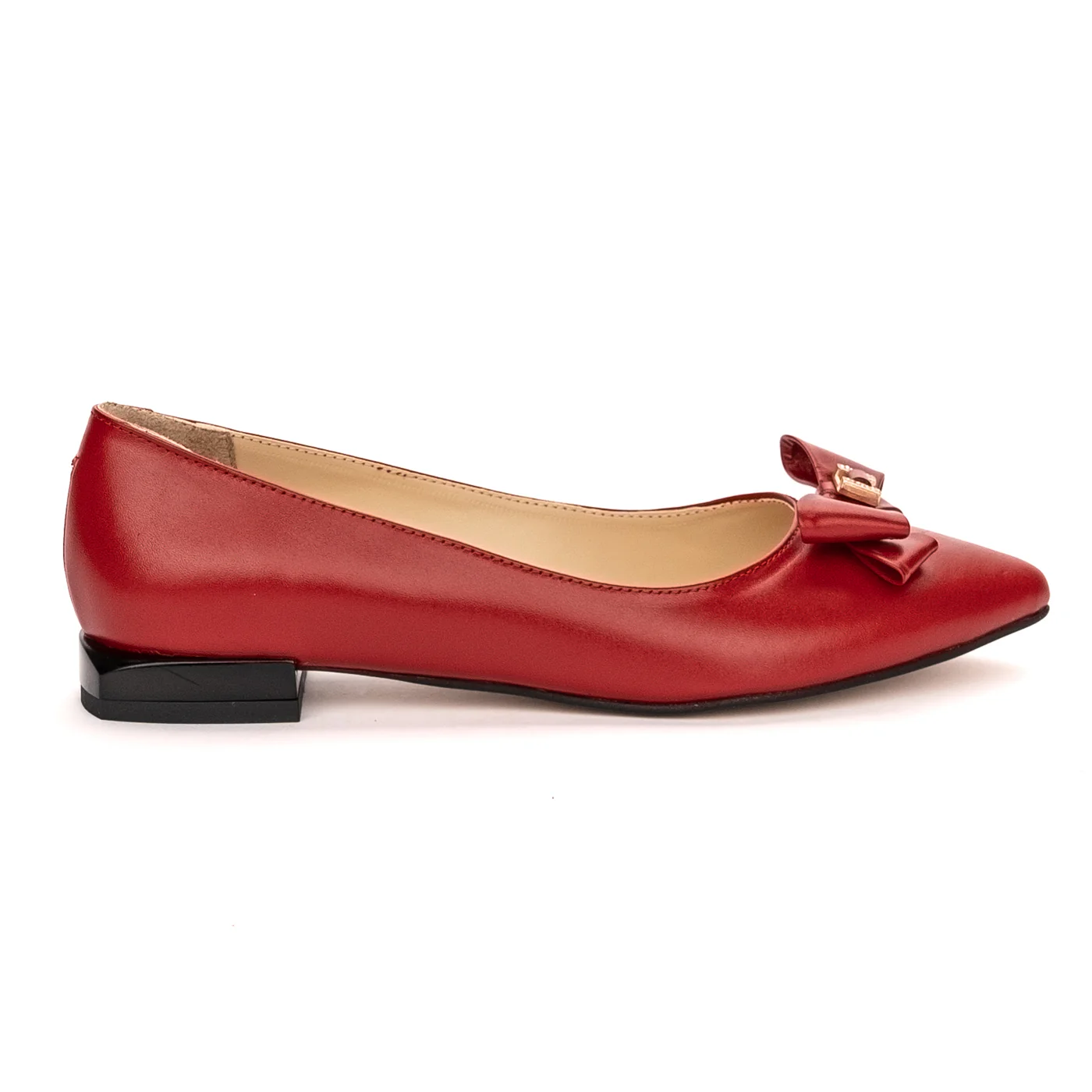 Balerini dama din piele naturala rosie 13395