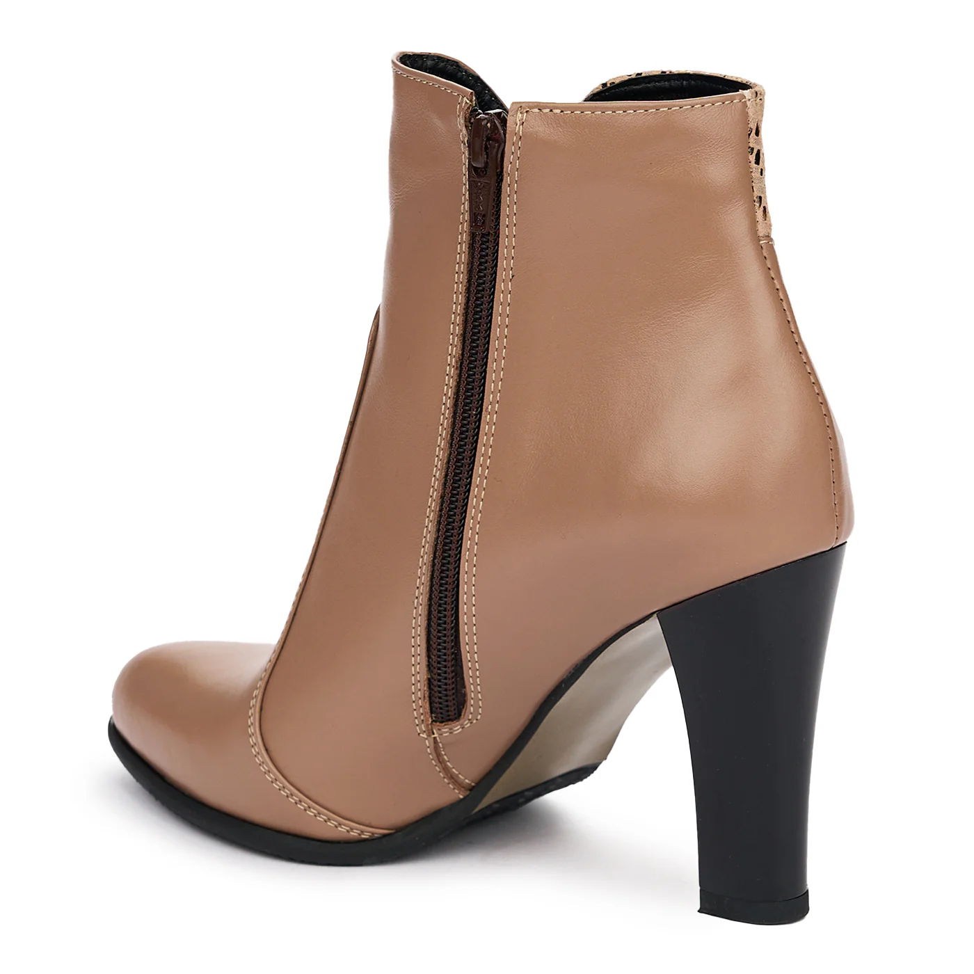Botine Bej cu Toc Subtire 10 Cm Dama din Piele Naturala 12619 - Image 2