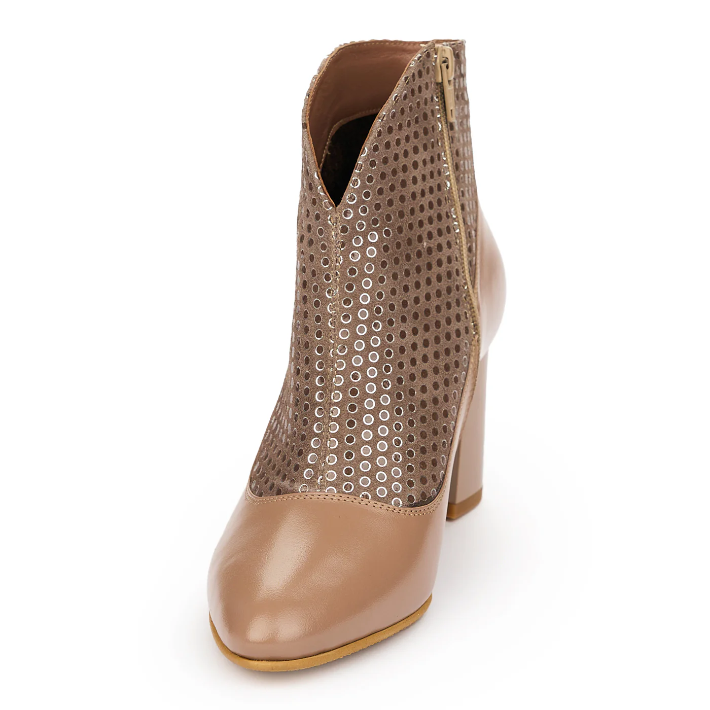 Botine Bej Dama Piele Natural Toc 7 Cm 12375 - Image 3