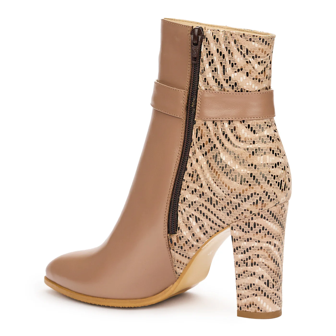 Botine Bej Piele Naturala Toc 9.5 Cm Dama 12371 - Image 2