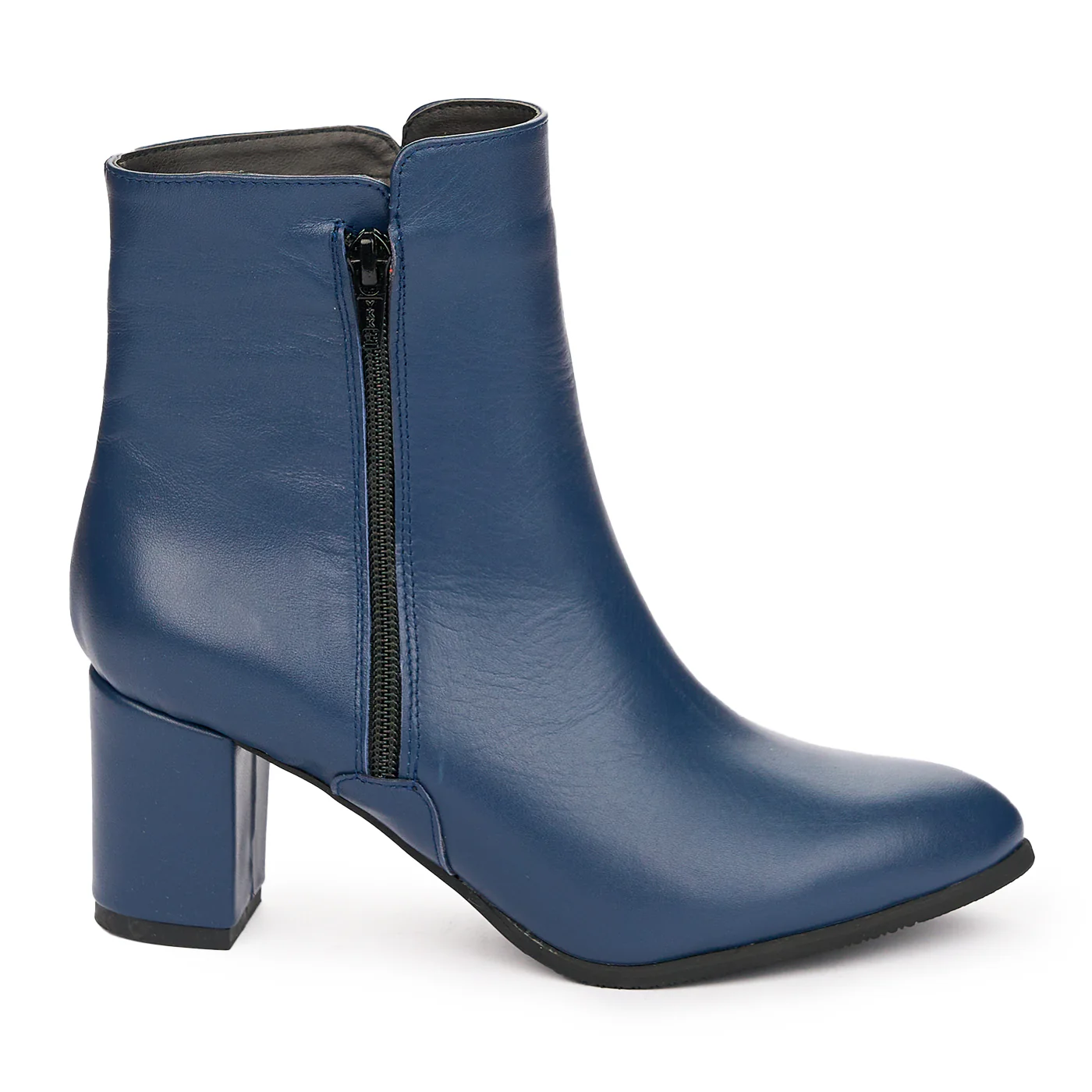 Botine Bleumarin cu Toc Gros 7 Cm din Piele Naturala 12205