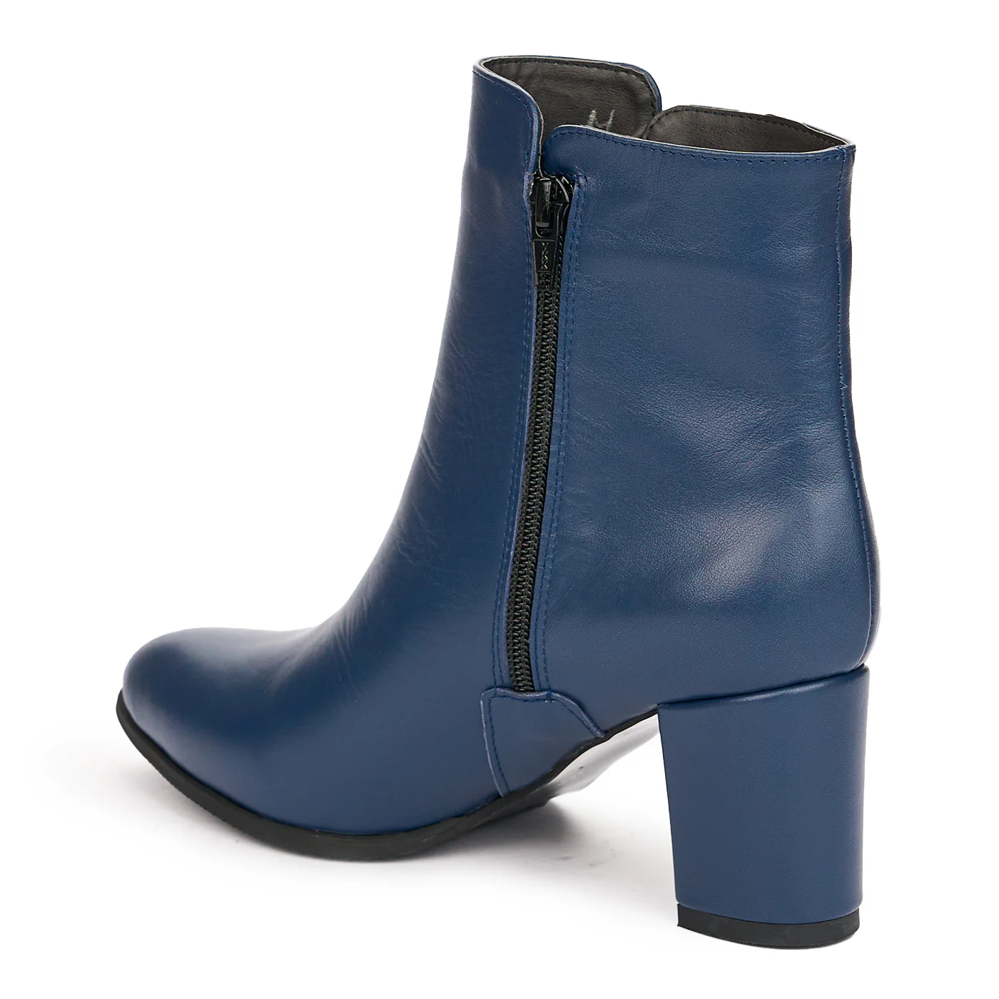 Botine Bleumarin cu Toc Gros 7 Cm din Piele Naturala 12205 - Image 2