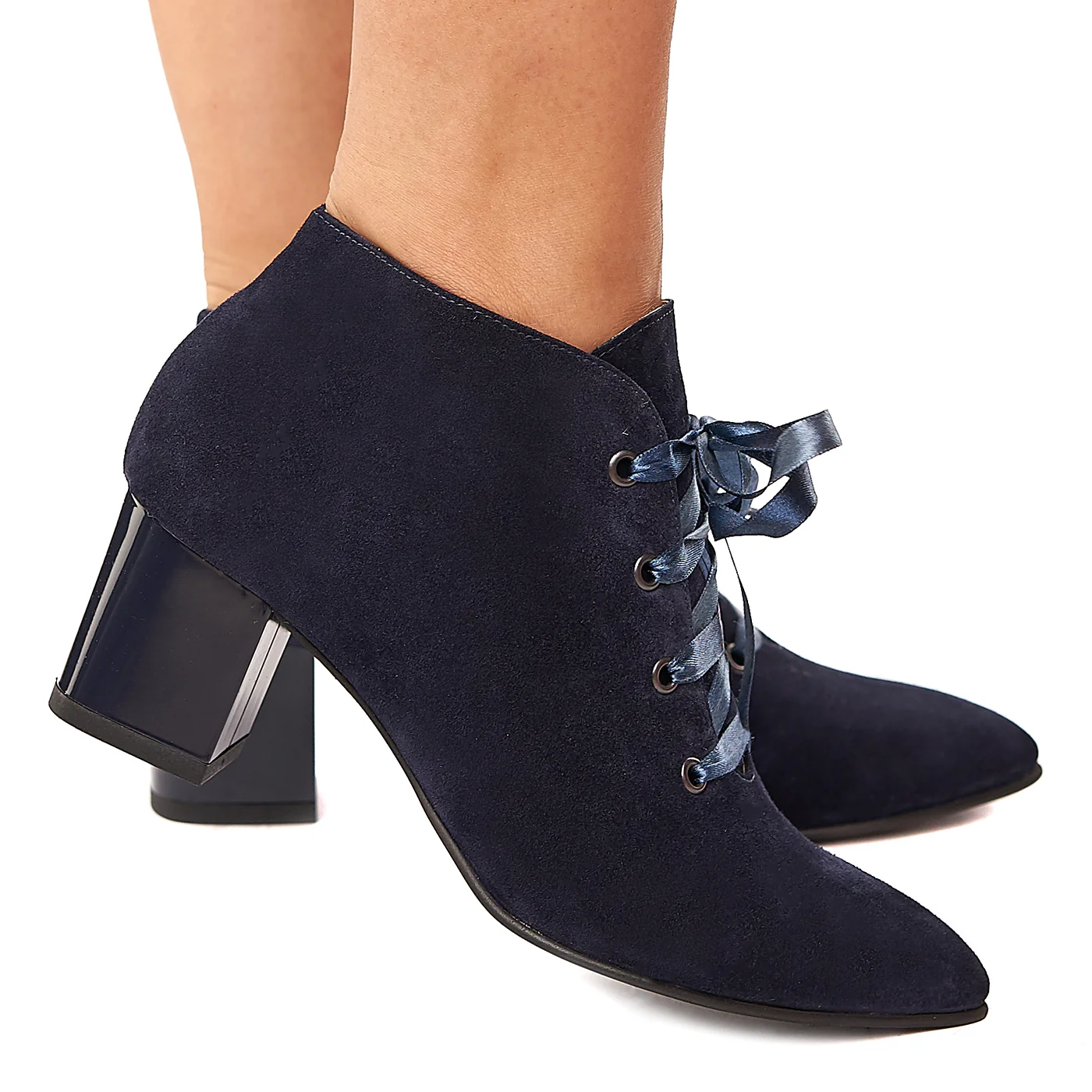 Botine bleumarin din piele naturala 6101