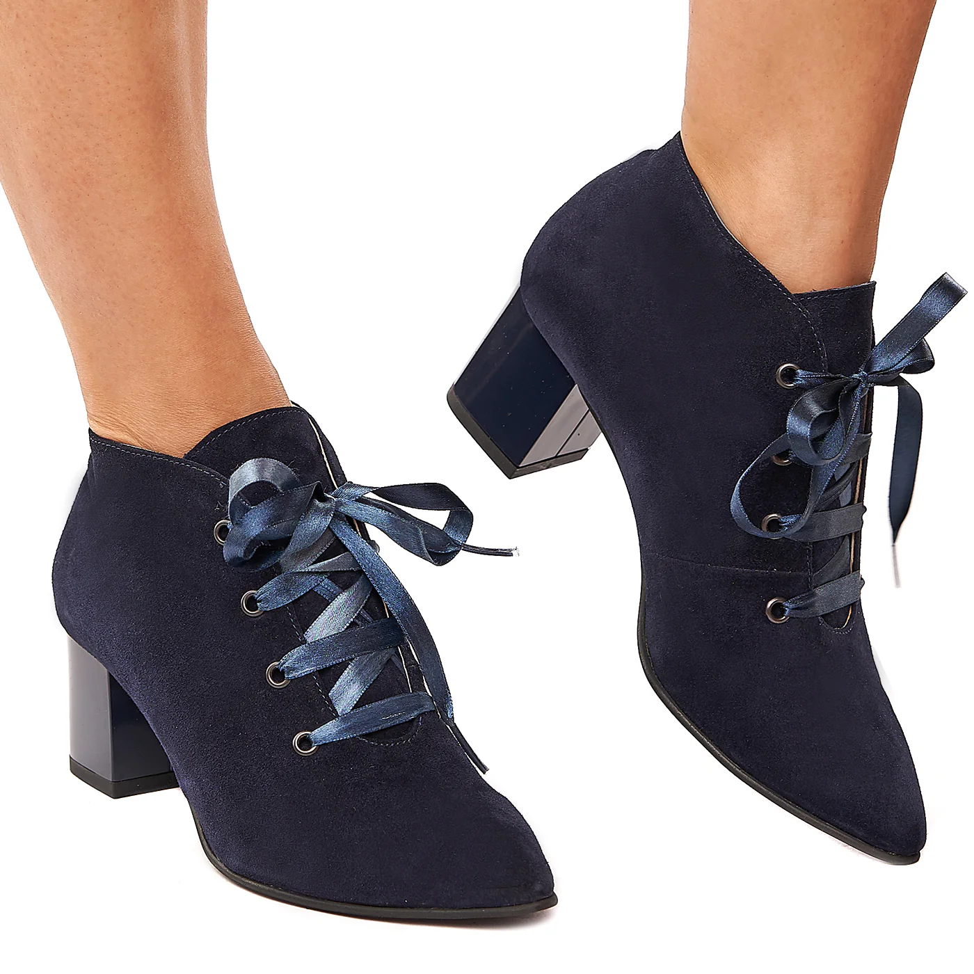 Botine bleumarin din piele naturala 6101 - Image 2