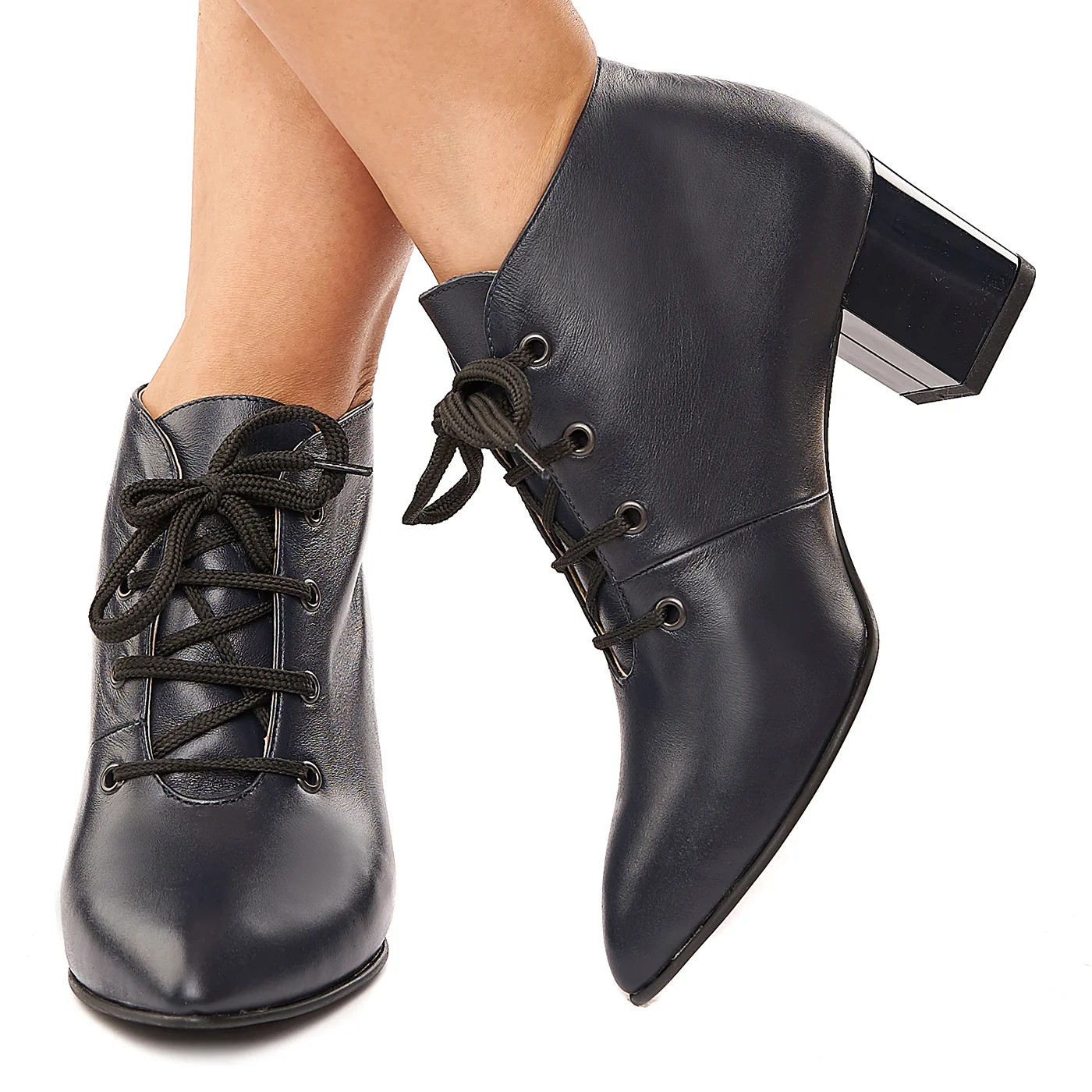 Botine bleumarin din piele naturala 6108 - Image 3