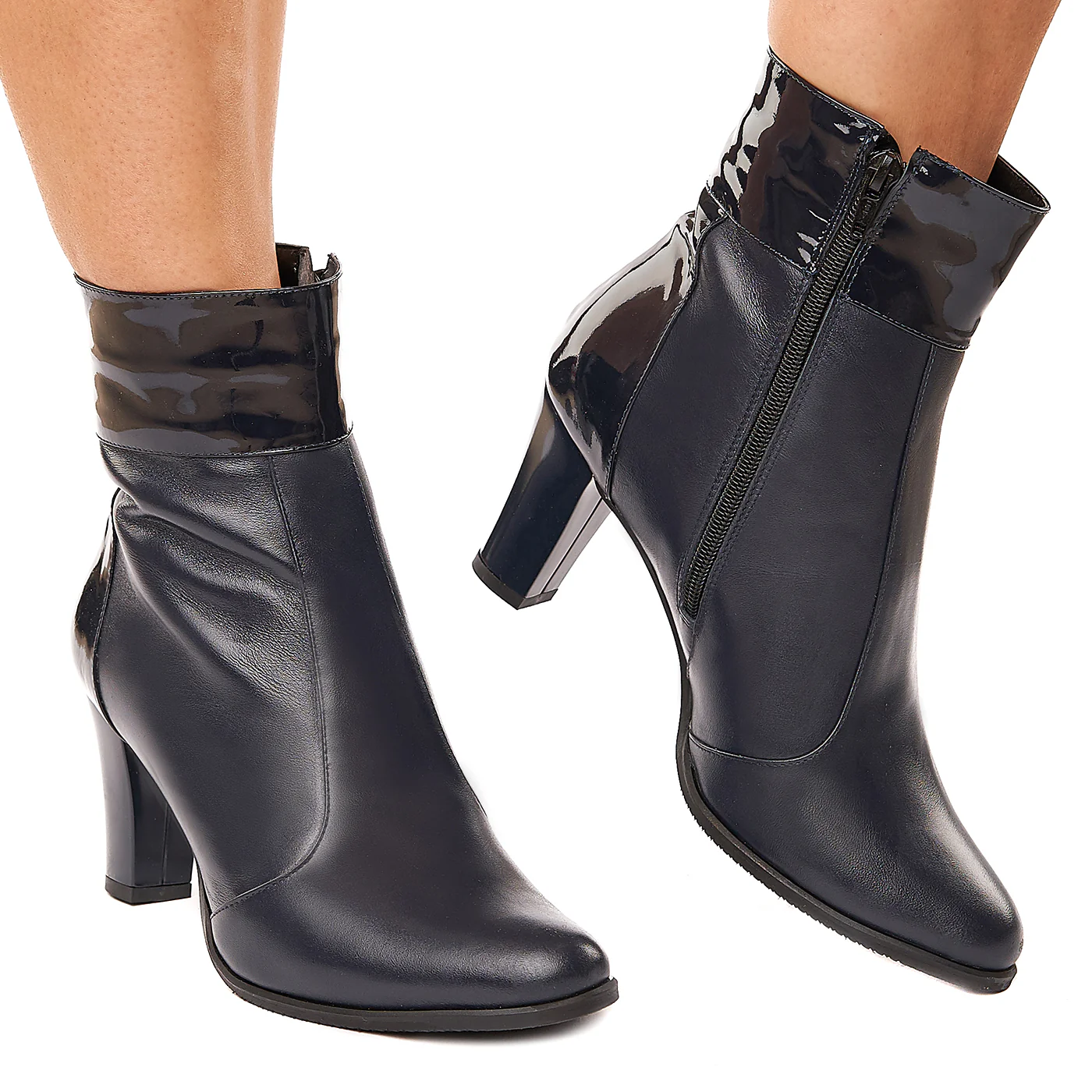Botine bleumarin din piele naturala 6118 - Image 2