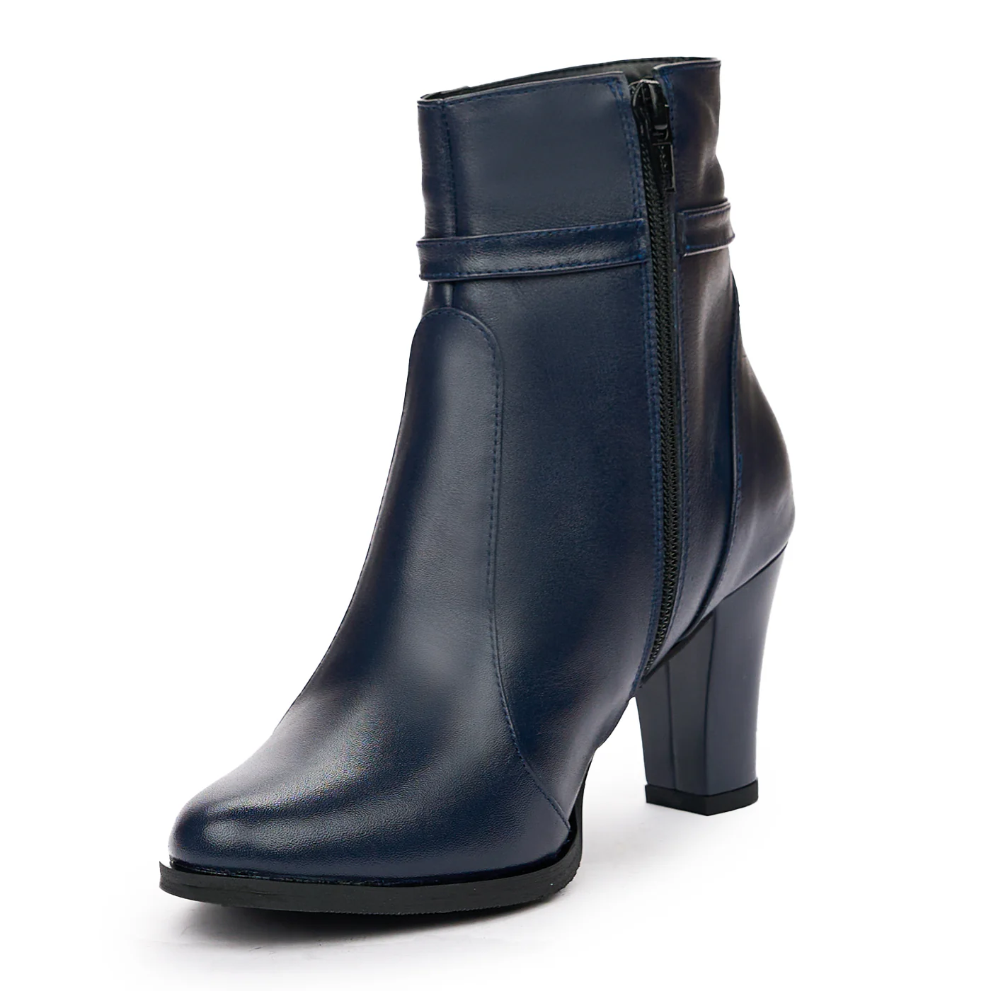Botine Bleumarin Piele Naturala Toc 8 Cm 6558 - Image 4