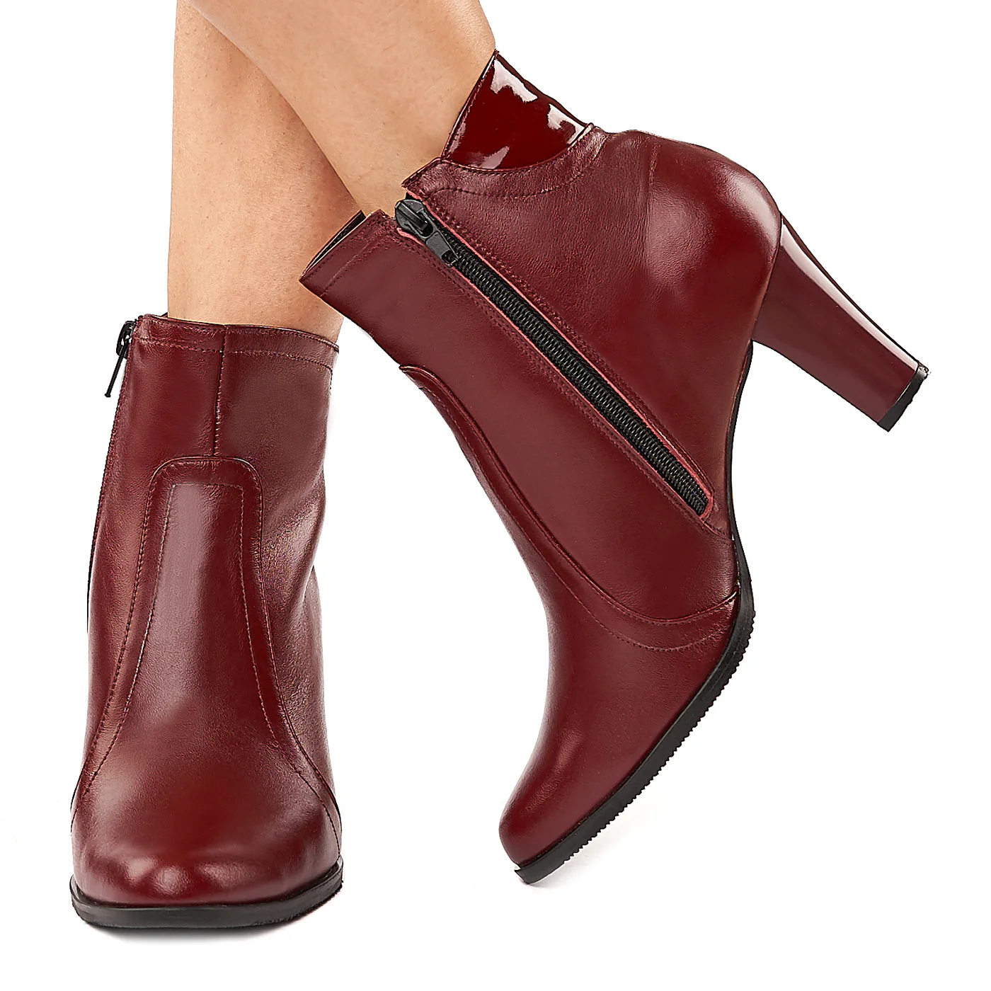 Botine bordo din piele naturala 6010 - Image 3