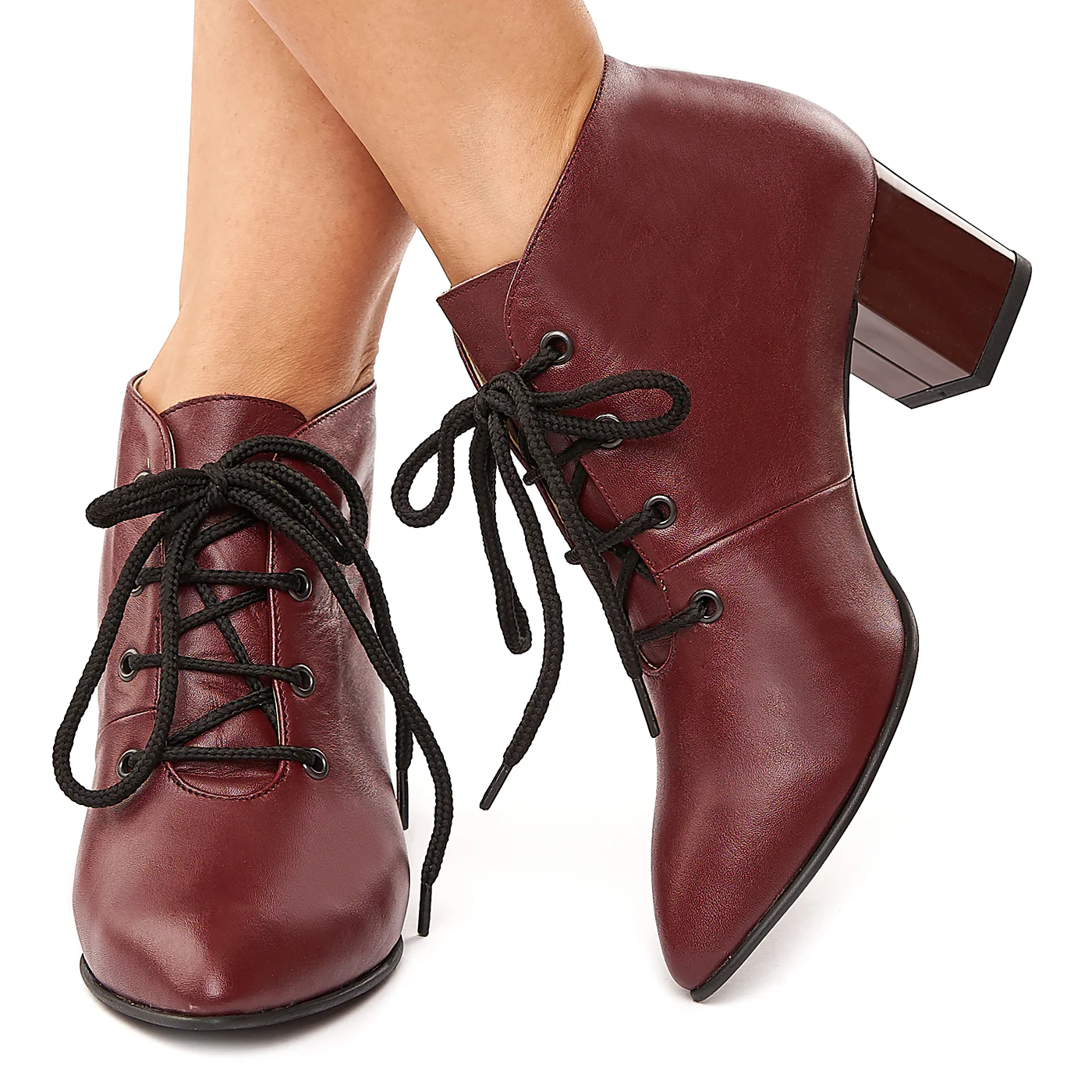 Botine cu Toc Gros Inalt 6 Cm din Piele Naturala 6104 - Image 3