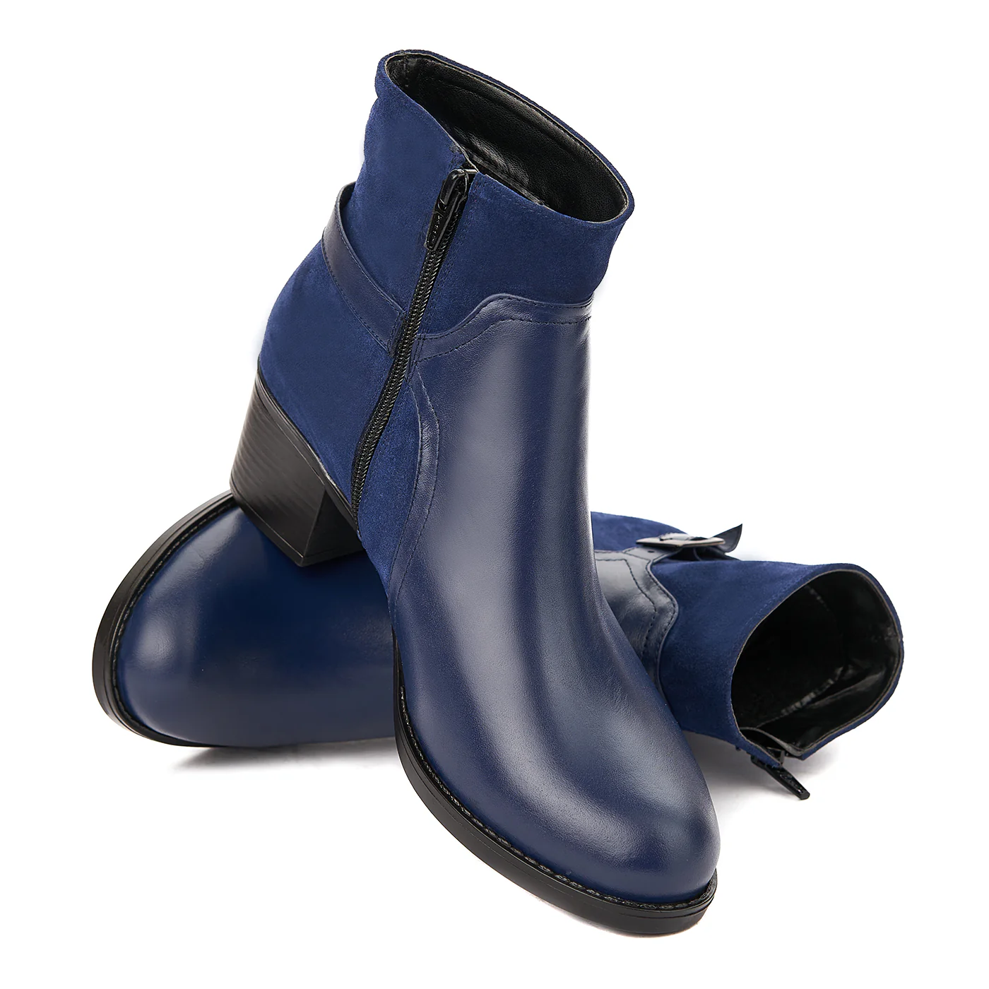 Botine dama albastre din piele naturala 6244 - Image 4