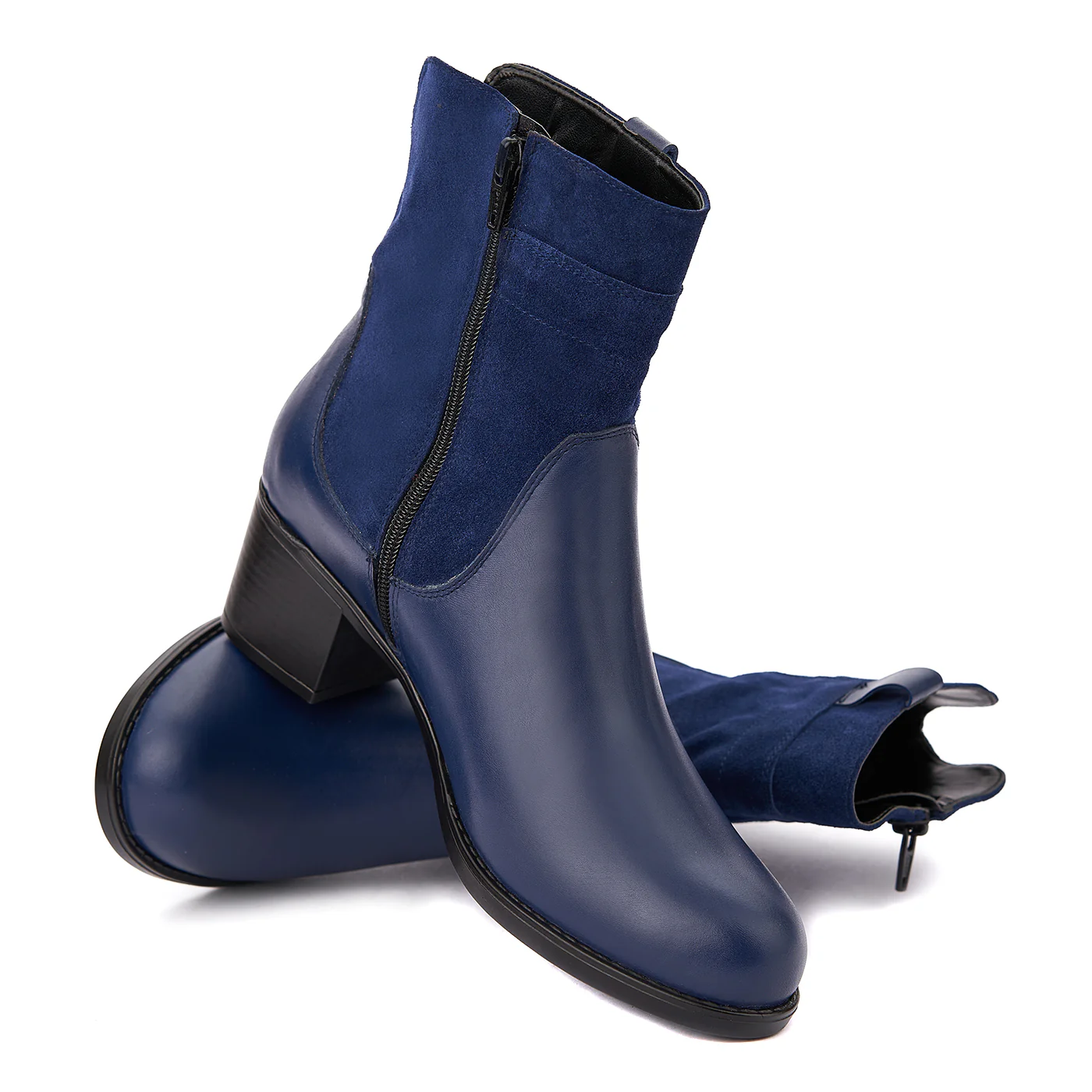 Botine dama albastre din piele naturala 6302 - Image 4