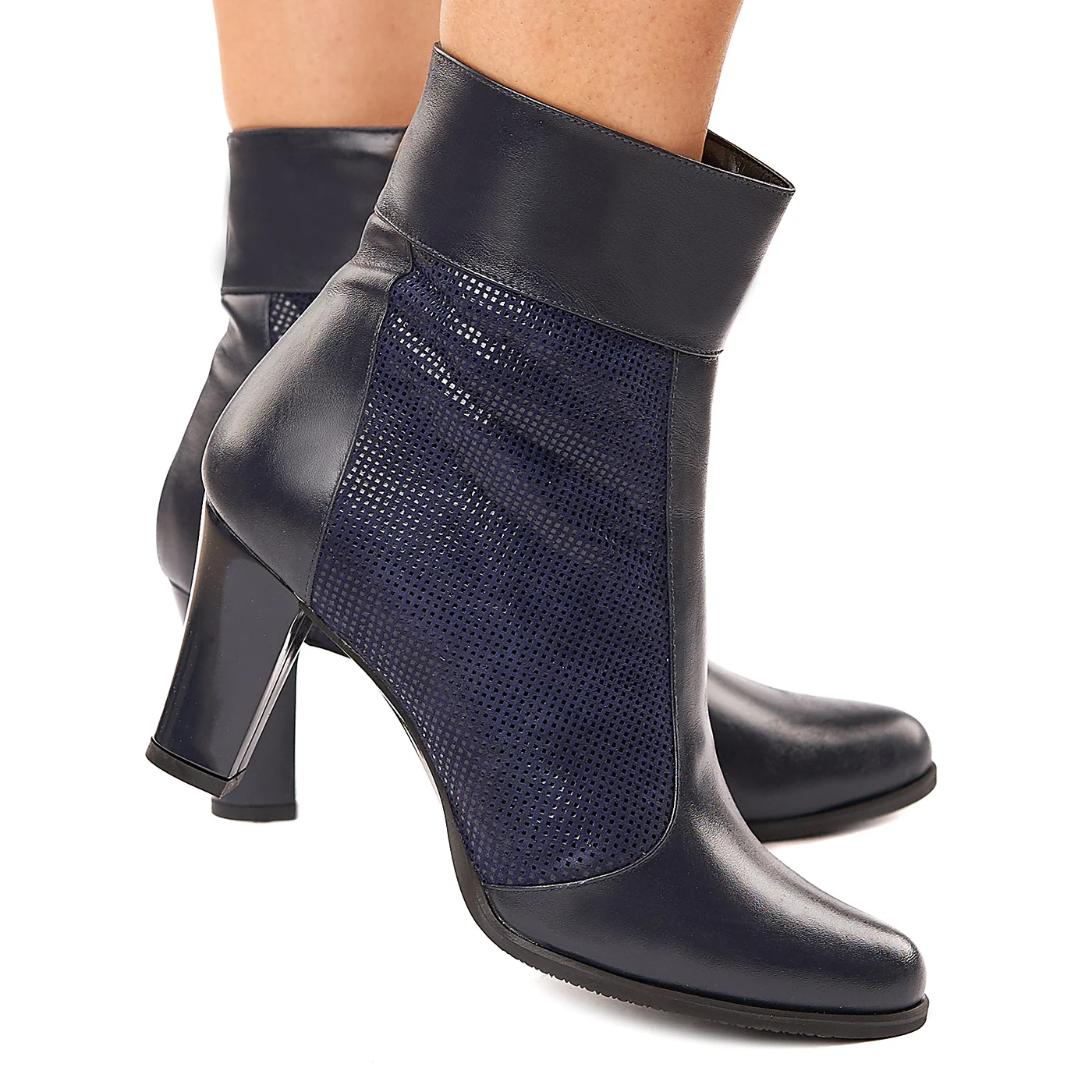 Botine dama bleumarin din piele naturala 6124