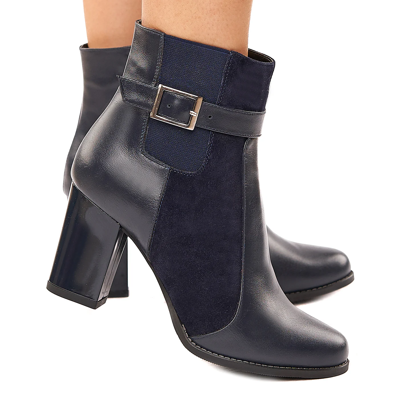 Botine dama bleumarin din piele naturala 6143