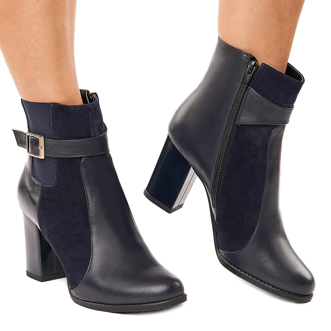 Botine dama bleumarin din piele naturala 6143 - Image 2