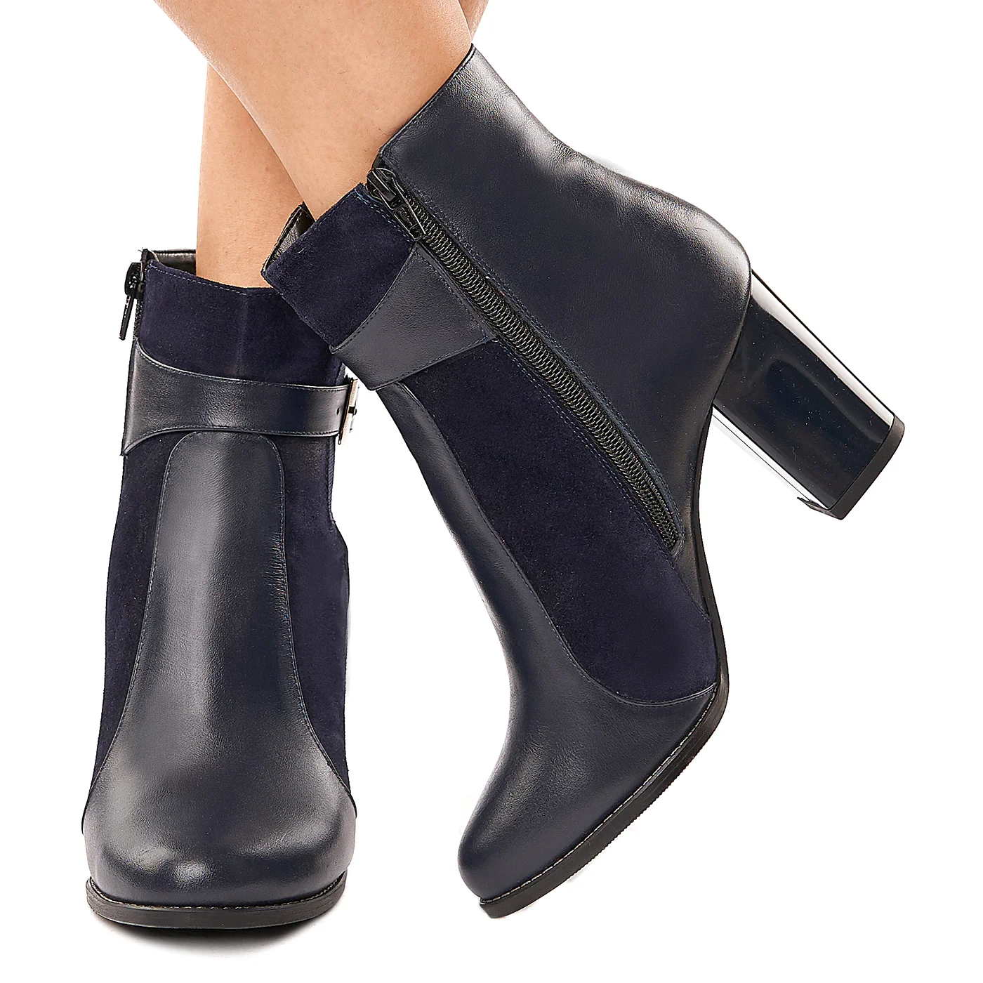 Botine dama bleumarin din piele naturala 6143 - Image 3