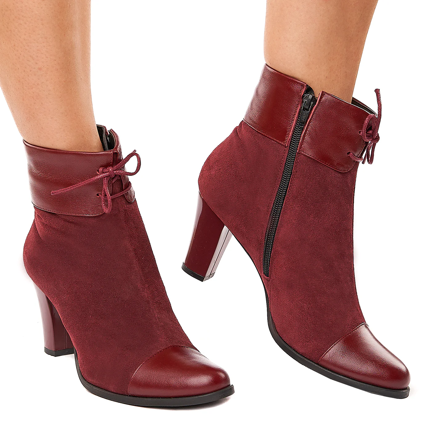 Botine Dama Bordo Toc 7 Cm din Piele Naturala 6139 - Image 2