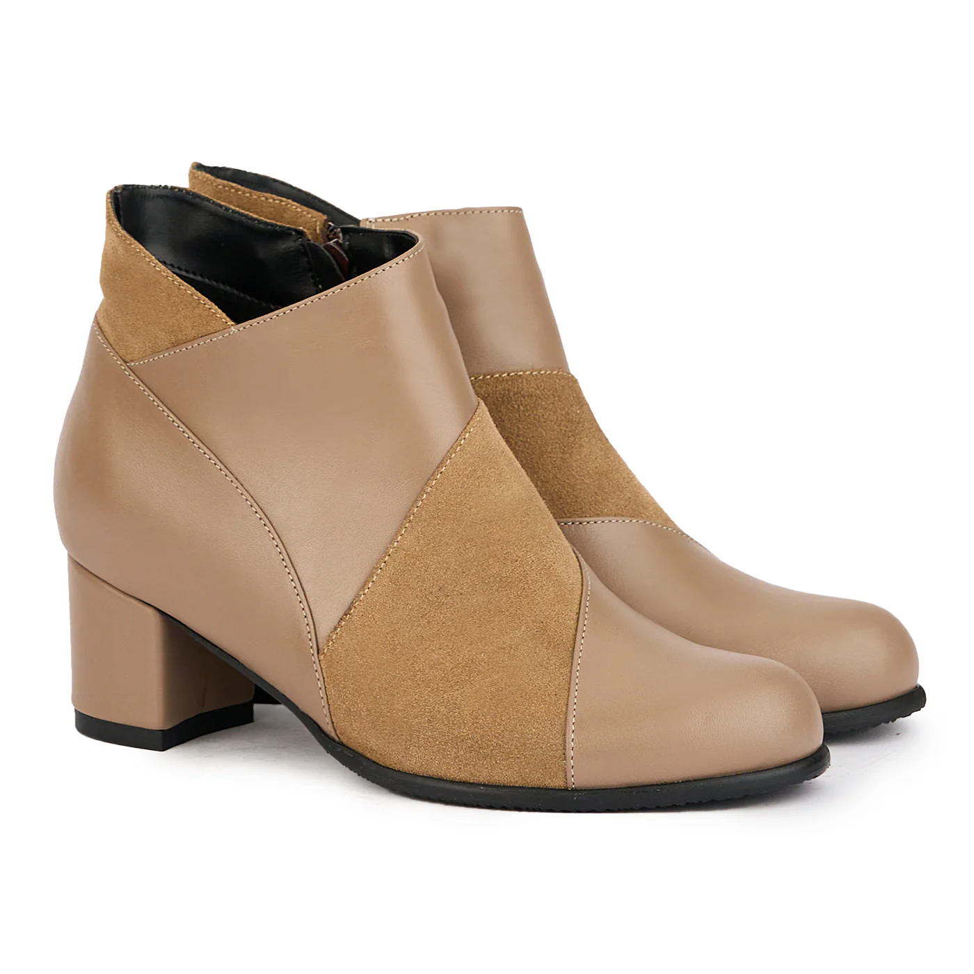 Botine dama din piele naturala bej cu toc gros 5.5 cm 17262 - Image 4