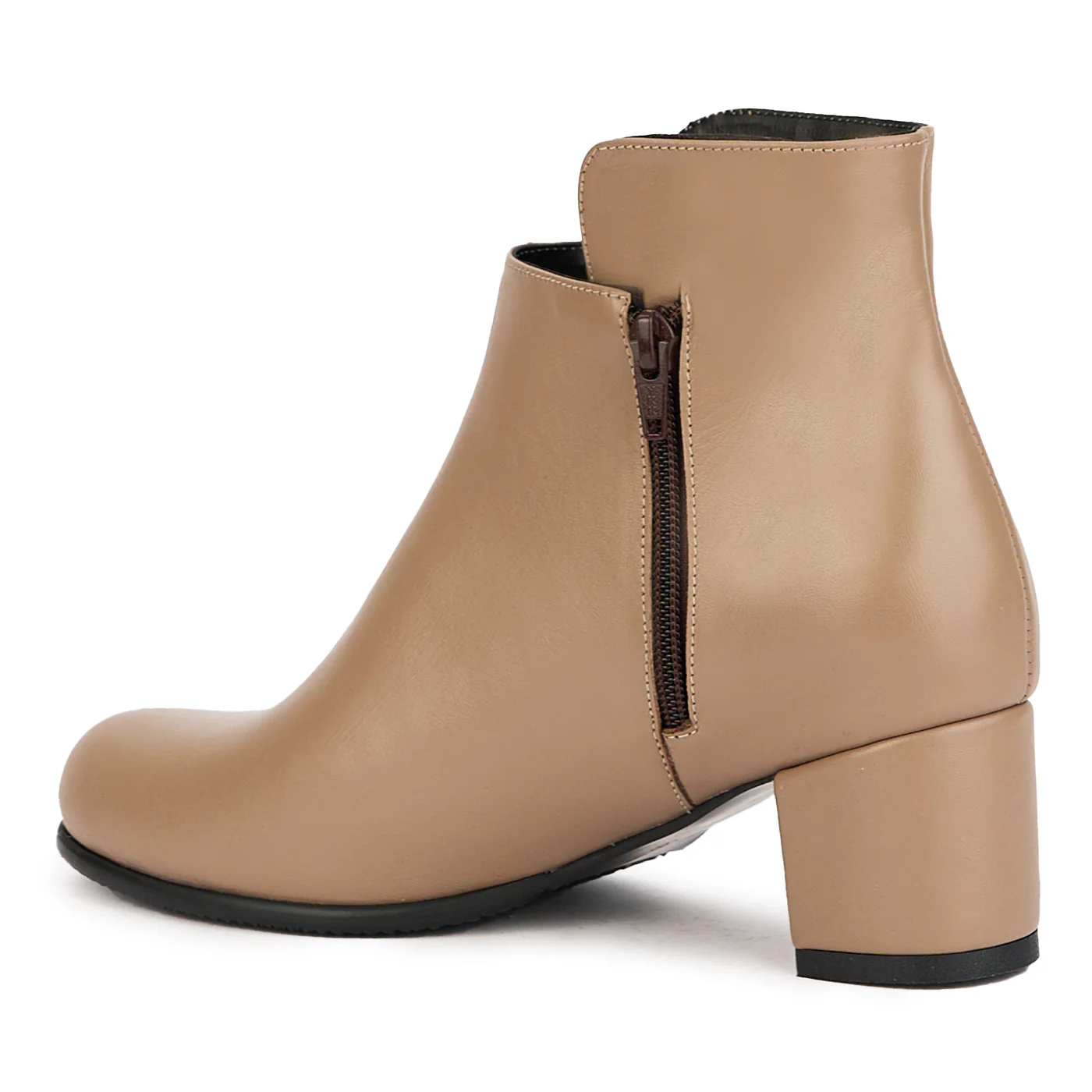 Botine dama din piele naturala bej cu toc gros 6 cm 17264 - Image 2