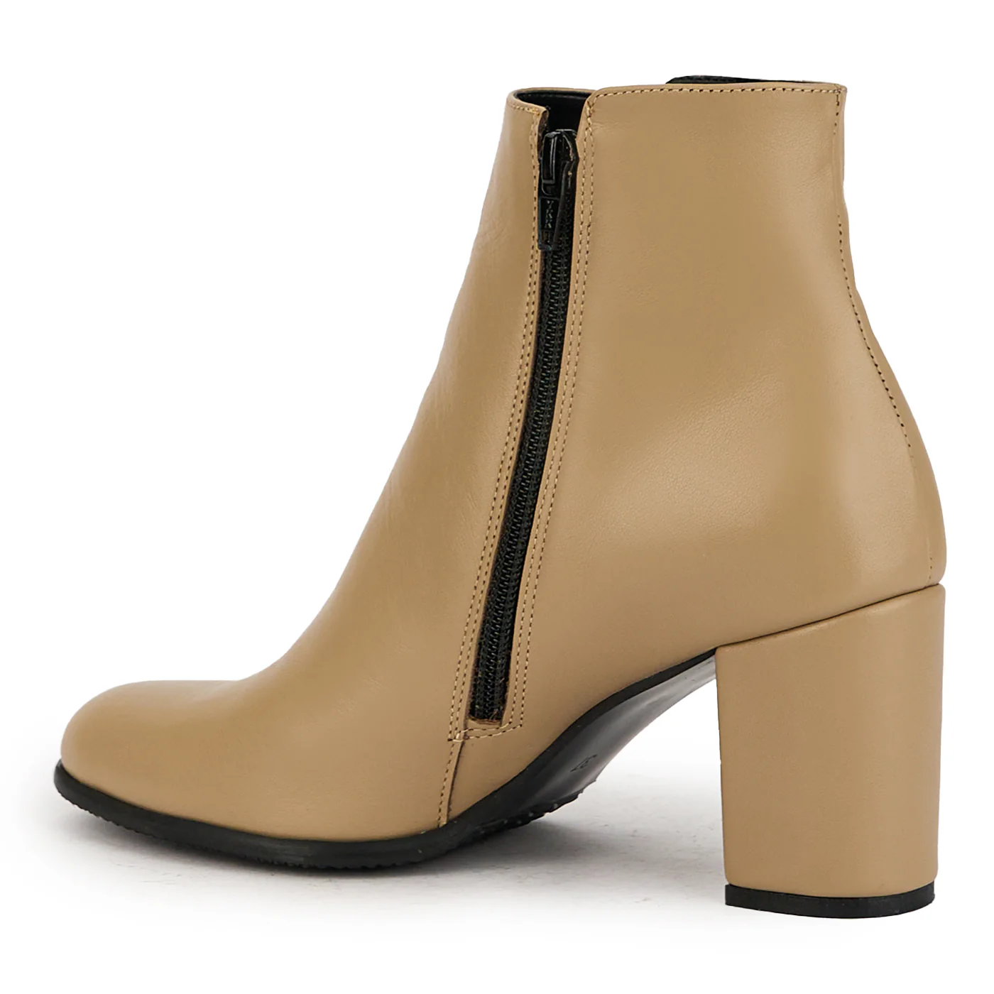 Botine dama din piele naturala bej cu toc gros 7.5 cm 17378 - Image 2
