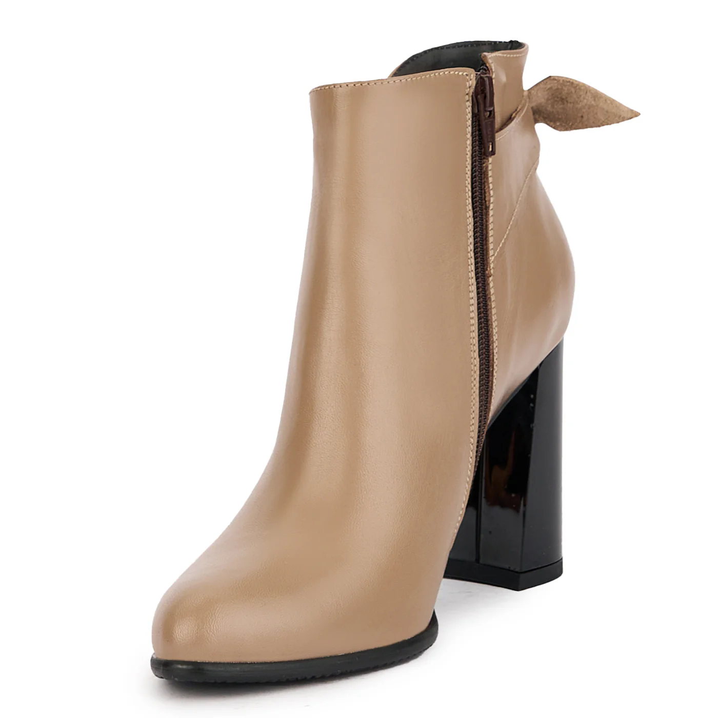 Botine dama din piele naturala bej cu toc gros 9.5 cm 17260 - Image 3