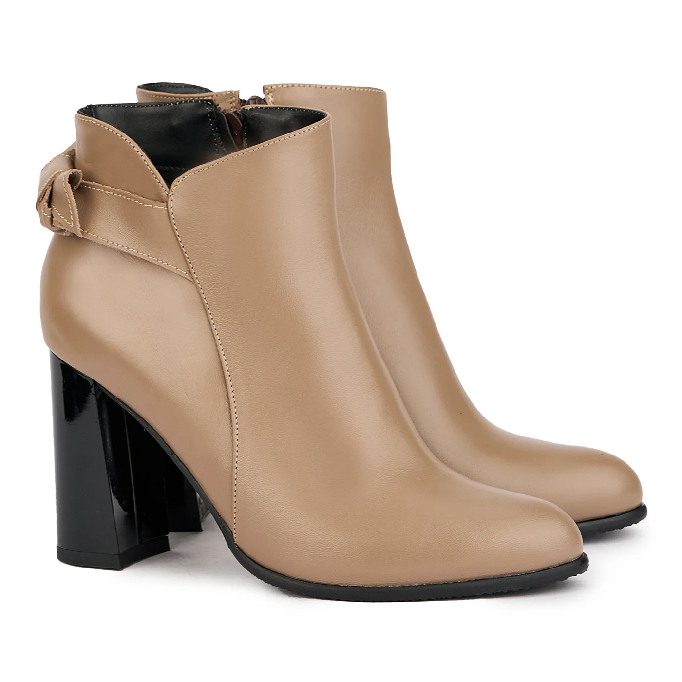 Botine dama din piele naturala bej cu toc gros 9.5 cm 17260 - Image 4