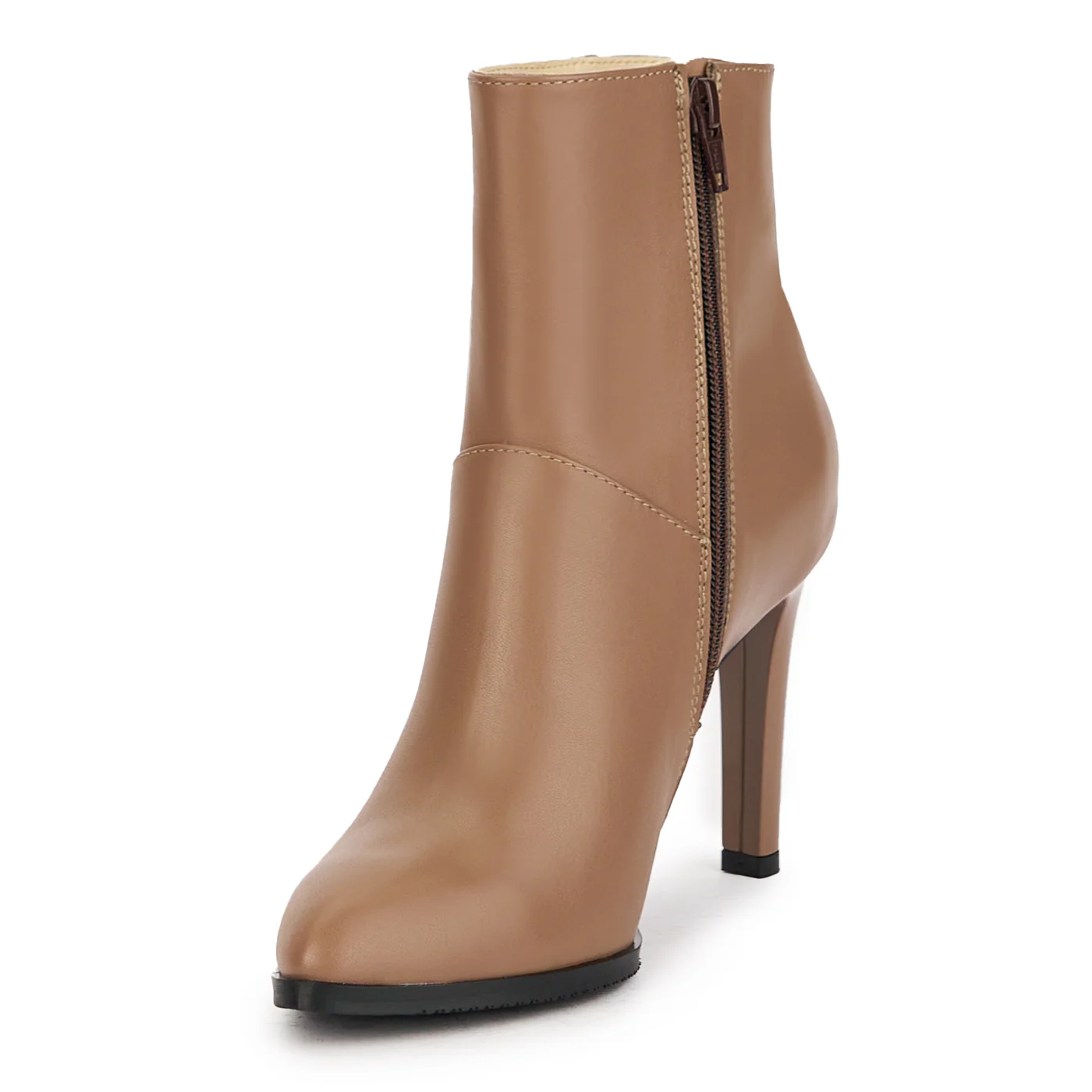 Botine dama din piele naturala bej cu toc subtire 9.5 cm 17267 - Image 3
