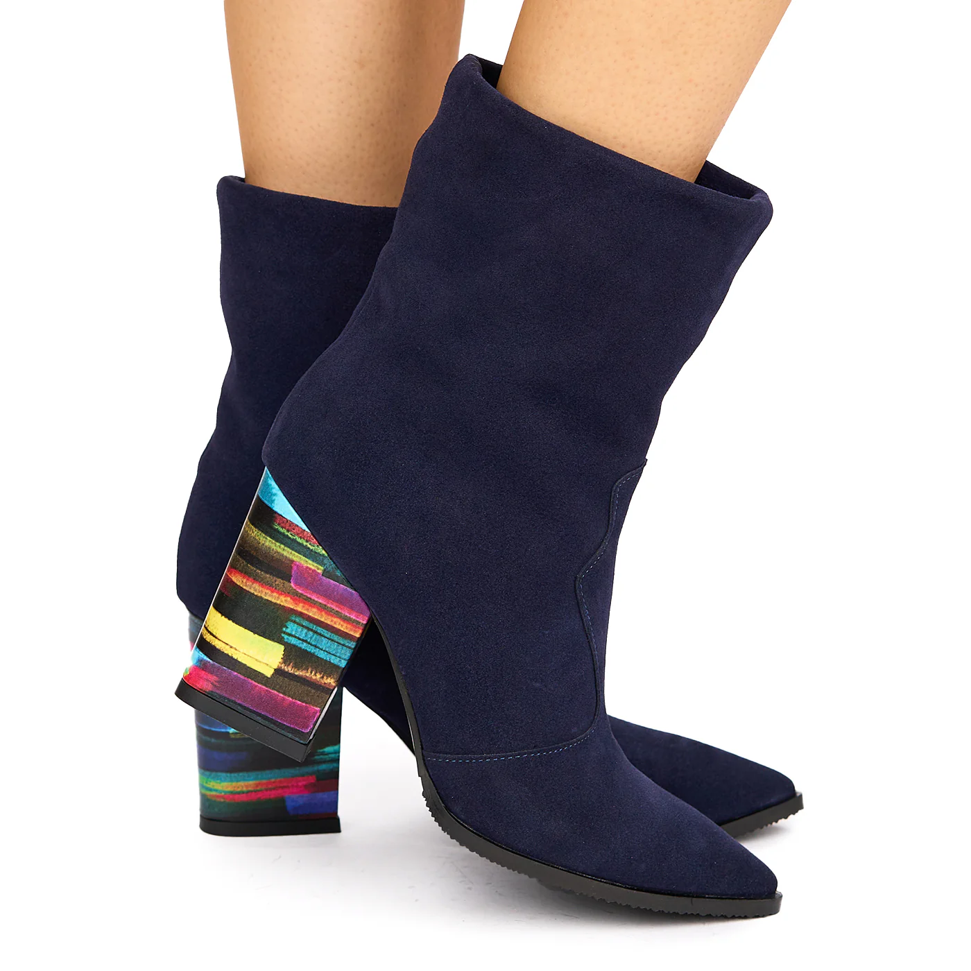 Cizme dama din piele naturala bleumarin 6335