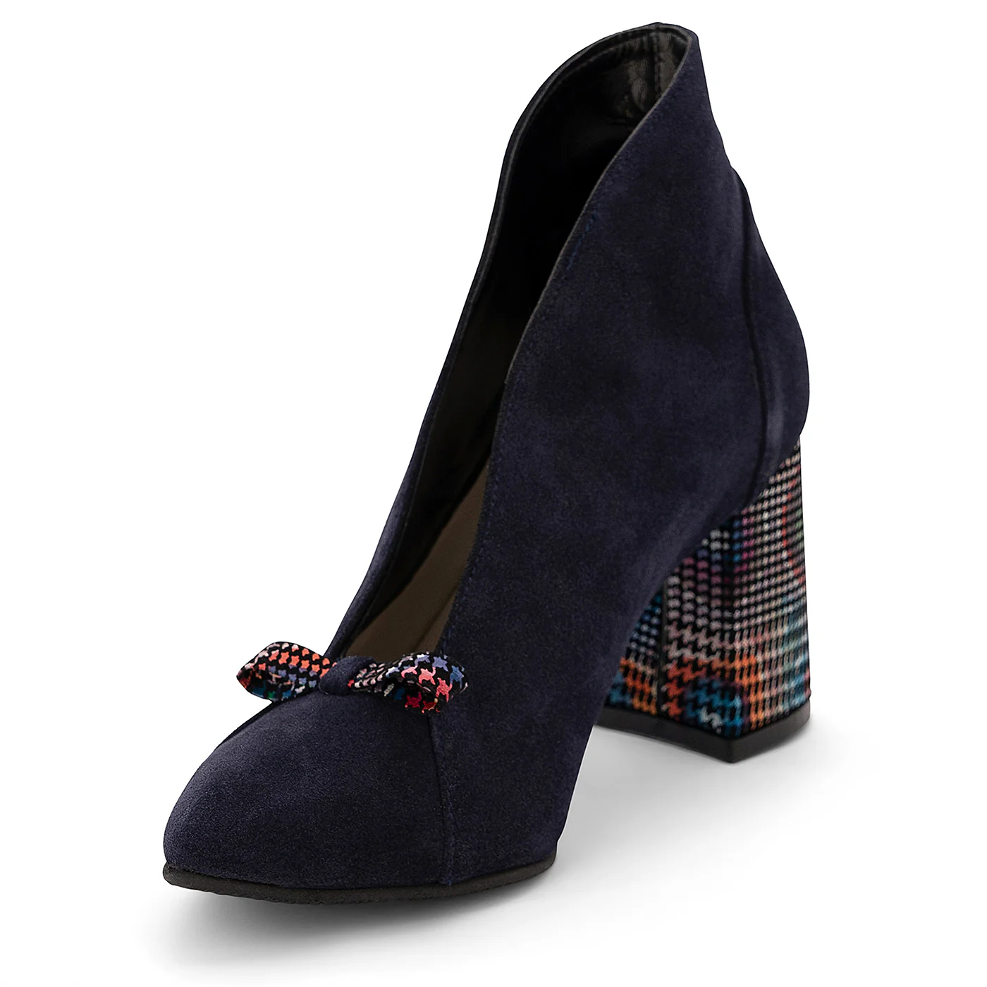 Botine dama din piele naturala bleumarin cu toc de 8 cm 14168 - Image 3
