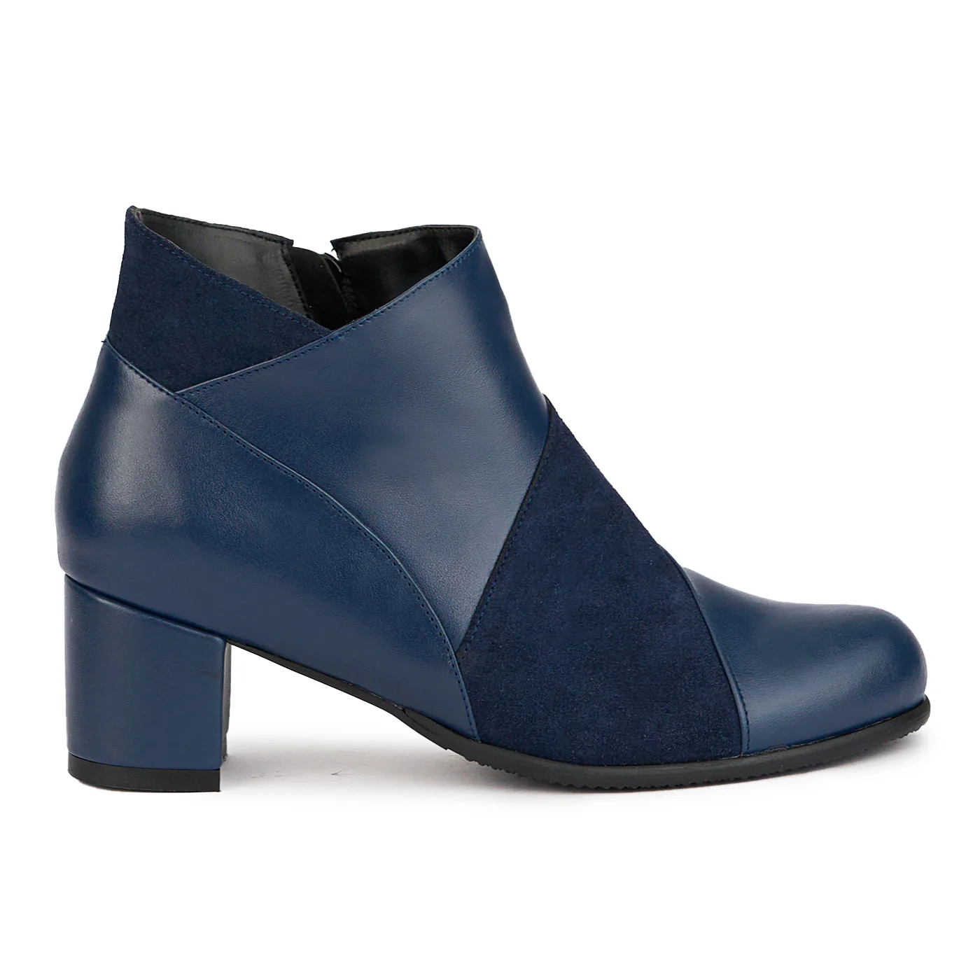 Botine dama din piele naturala bleumarin cu toc gros 5.5 cm 17263