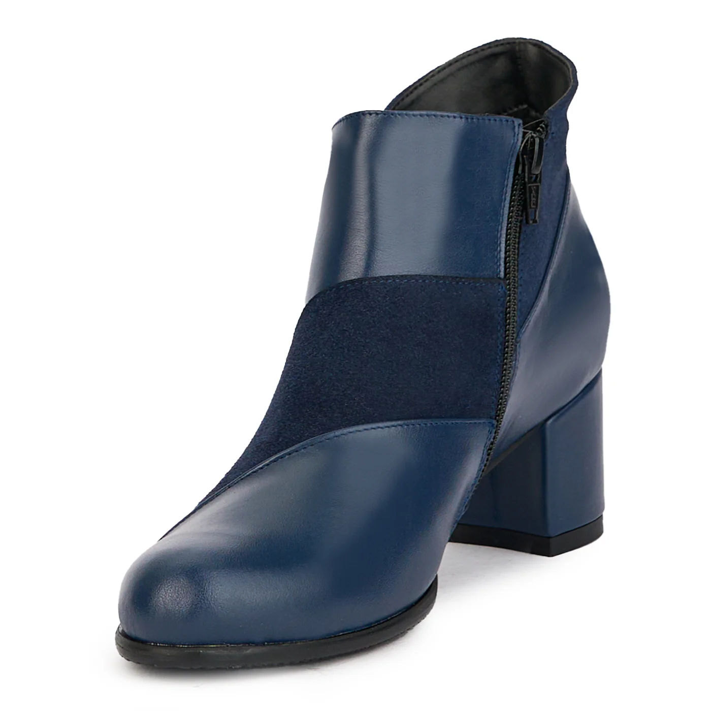 Botine dama din piele naturala bleumarin cu toc gros 5.5 cm 17263 - Image 3
