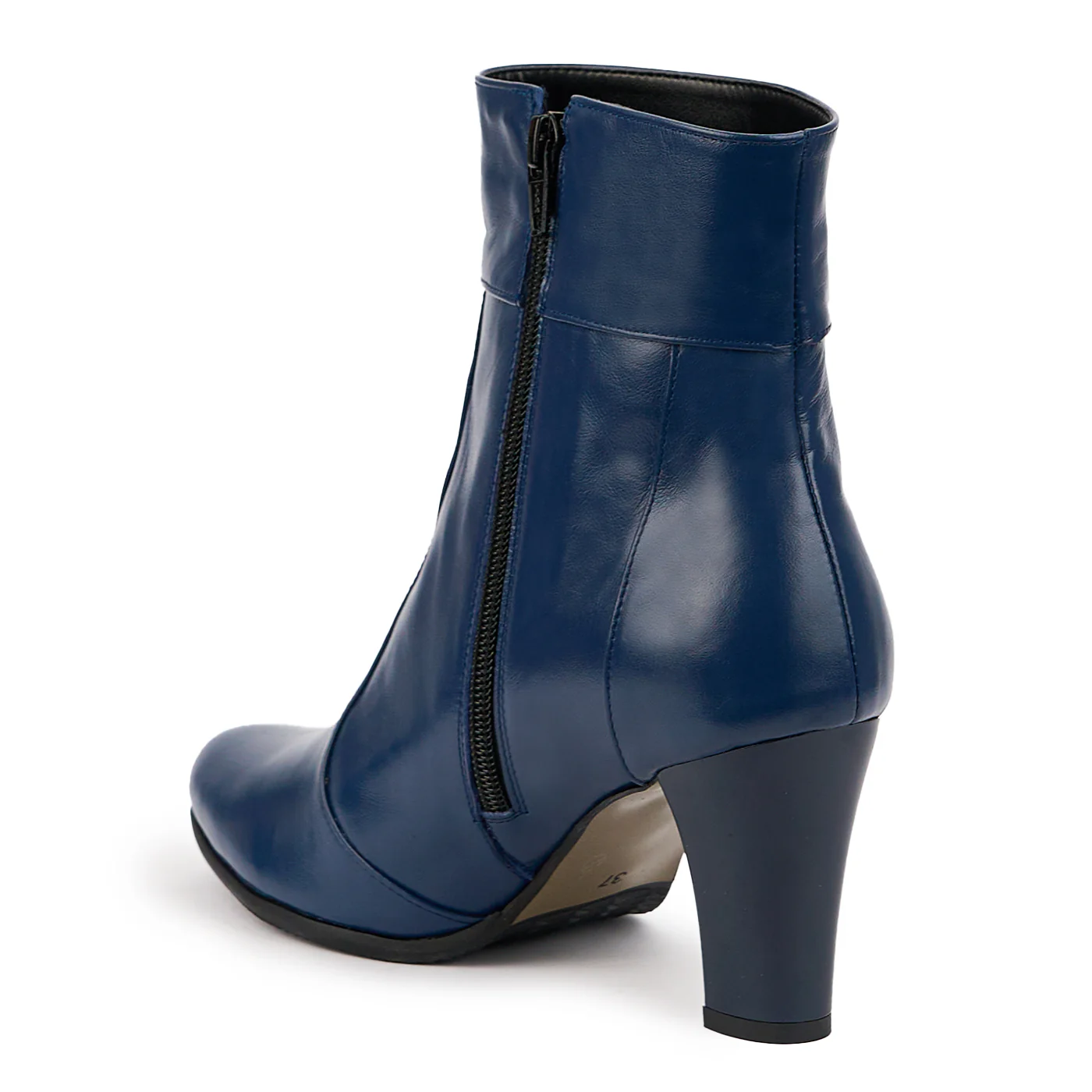 Botine dama din piele naturala bleumarin cu toc gros 7.5 cm 14696 - Image 2