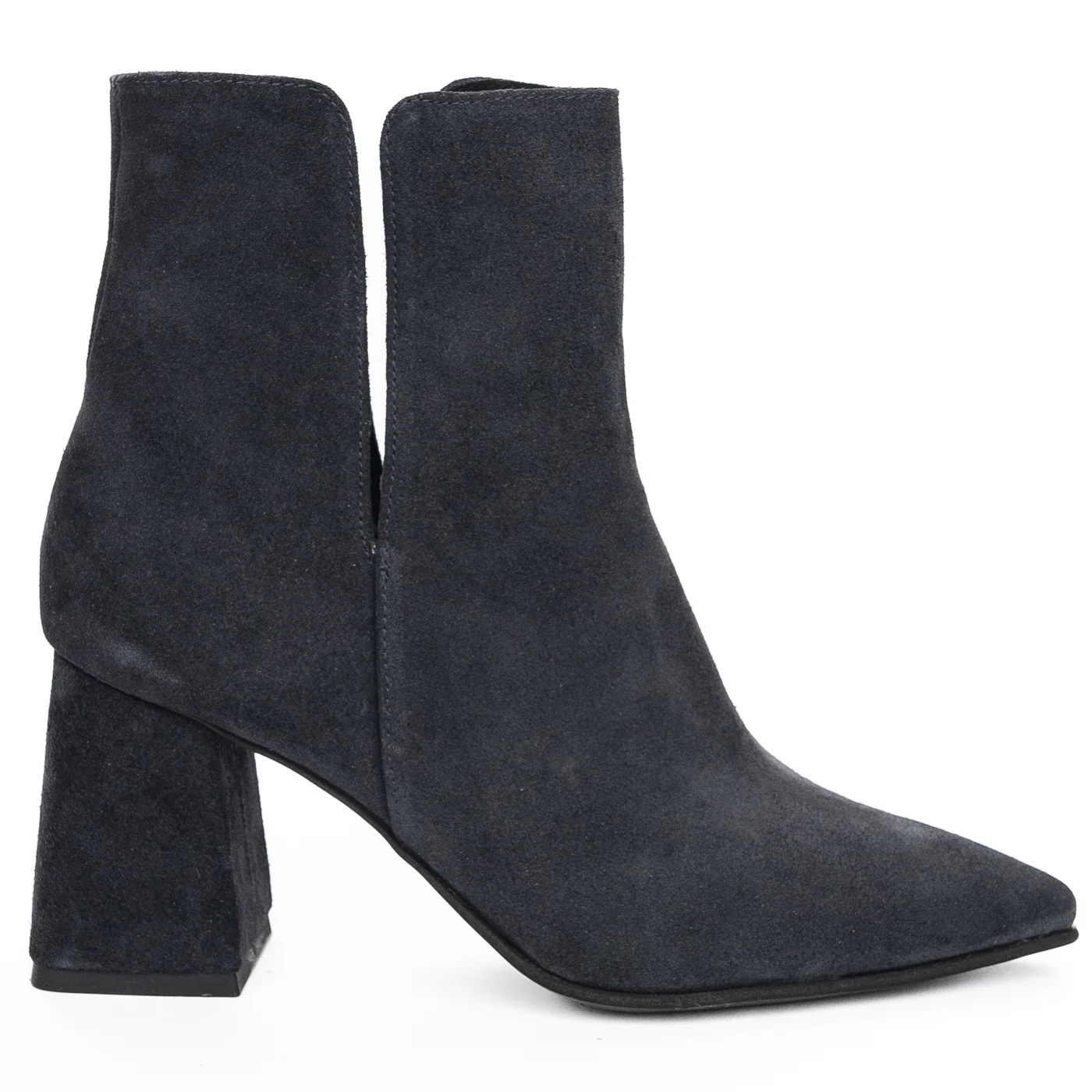 Botine dama din piele naturala bleumarin cu toc gros 8 cm 13952