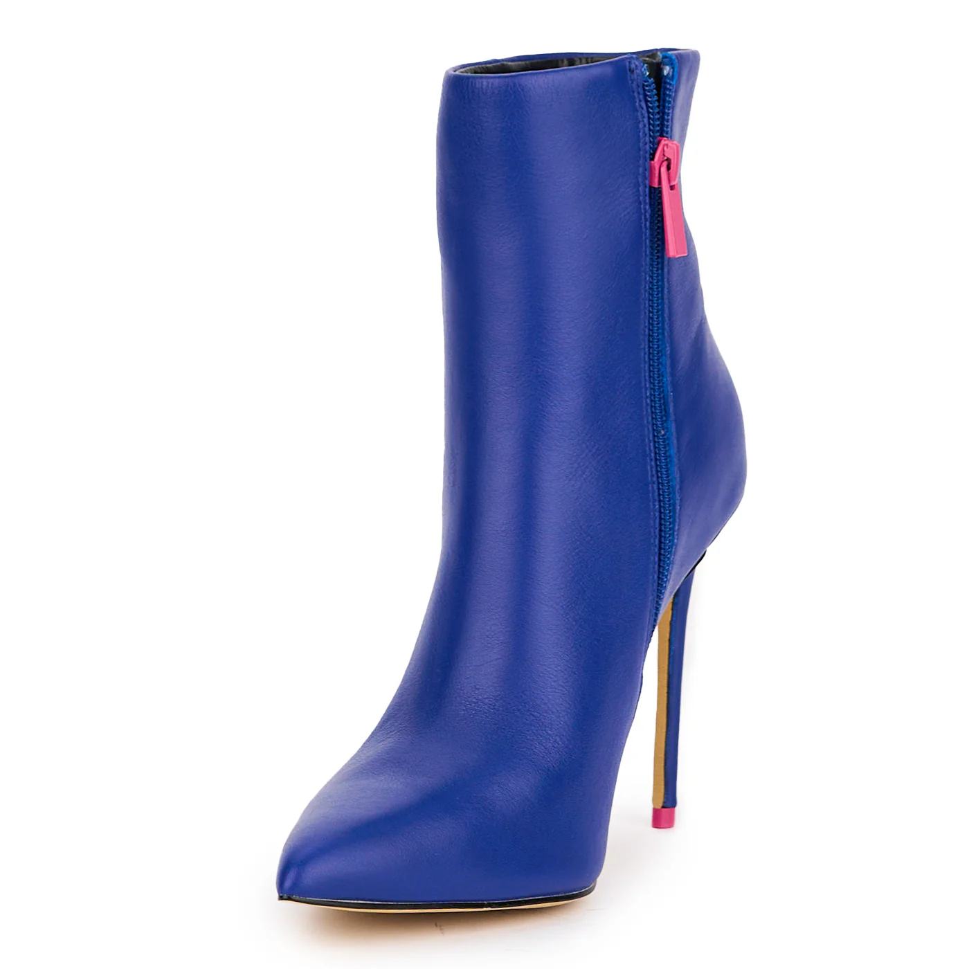 Botine dama din piele naturala bleumarin cu toc subtire 11 cm 16846 - Image 3