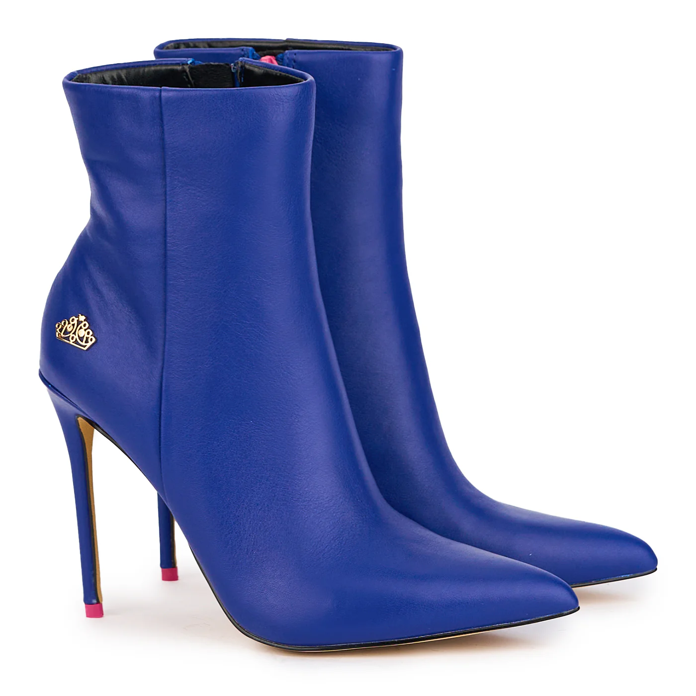 Botine dama din piele naturala bleumarin cu toc subtire 11 cm 16846 - Image 4
