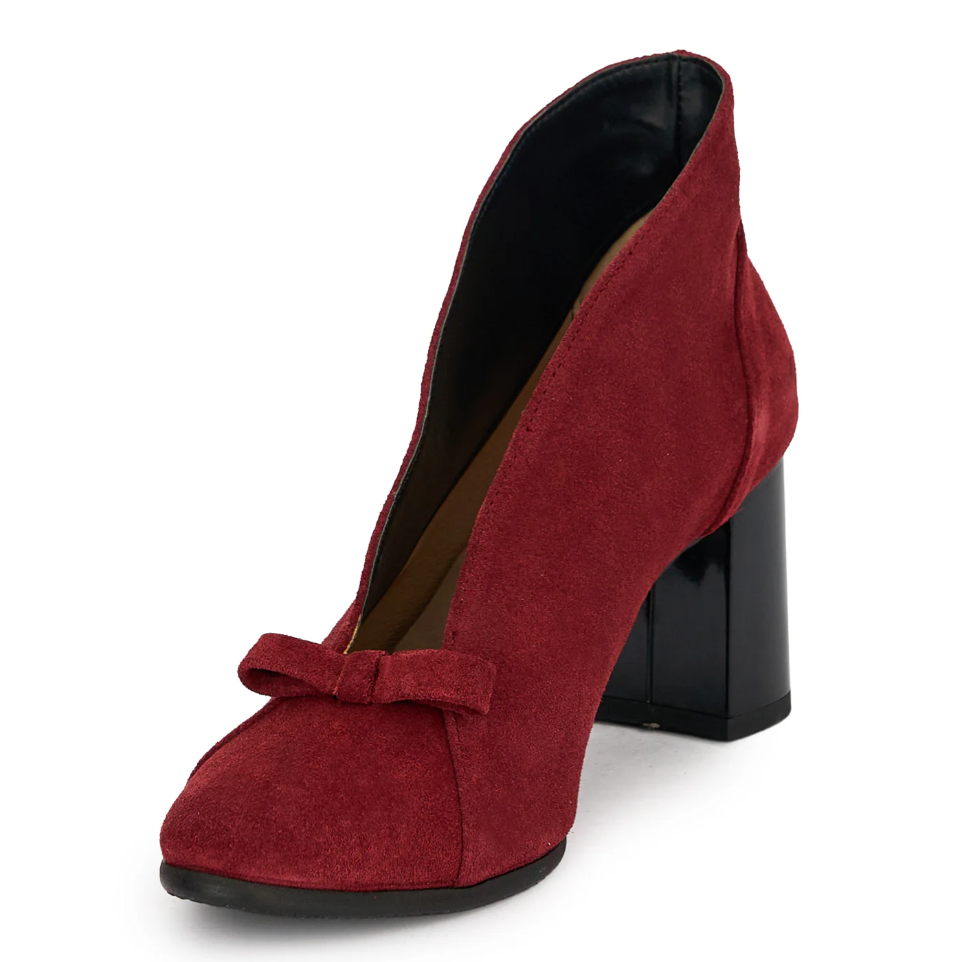 Botine dama din piele naturala bordo cu toc gros 7 cm 19108 - Image 3