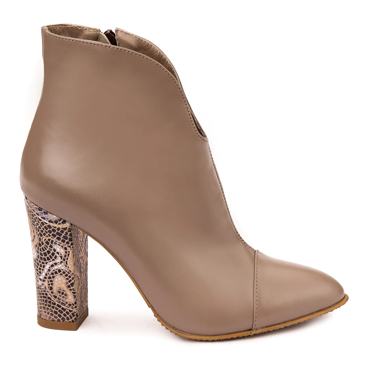 Botine dama din piele naturala crem 6356