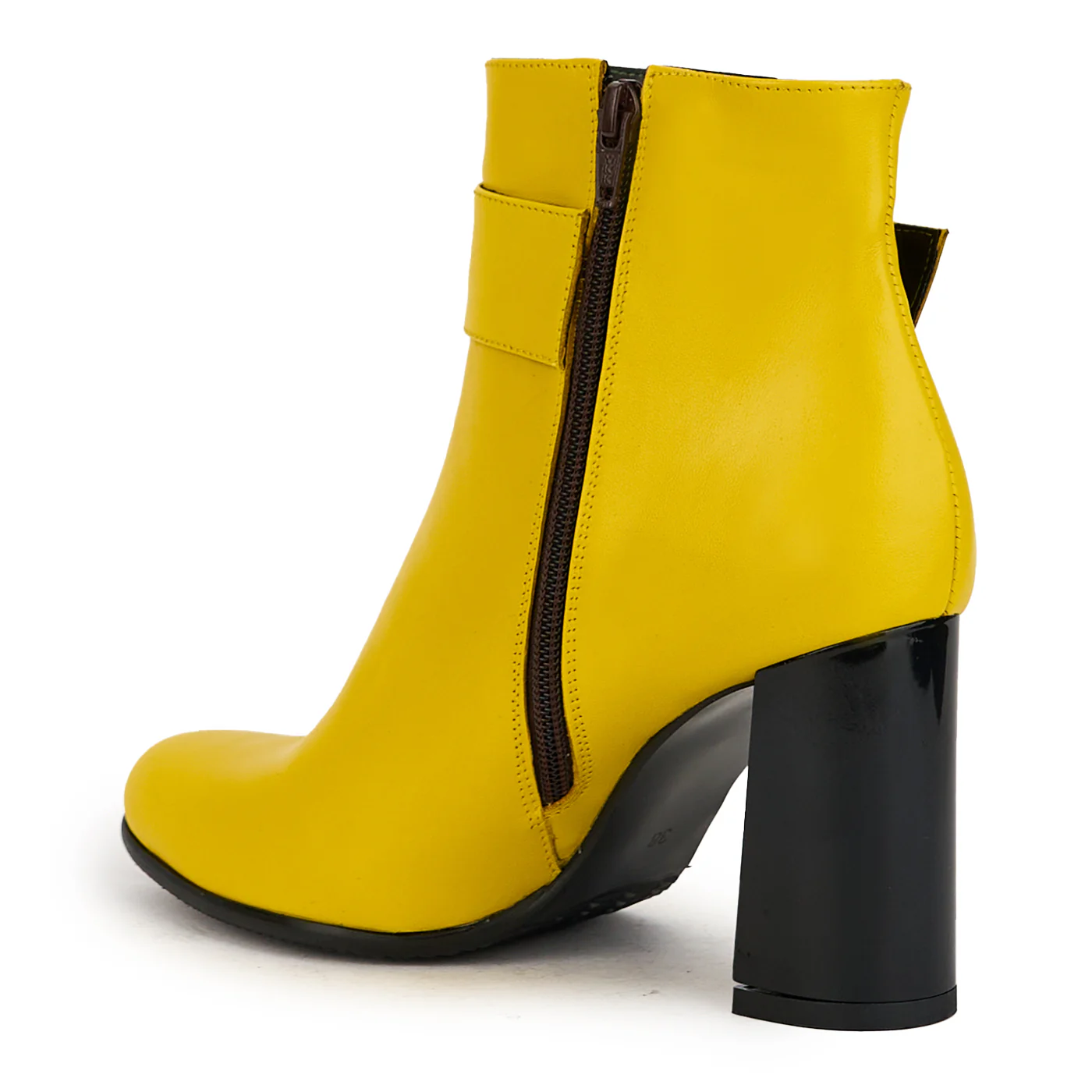 Botine dama din piele naturala galben cu toc gros 9 cm 17362 - Image 2
