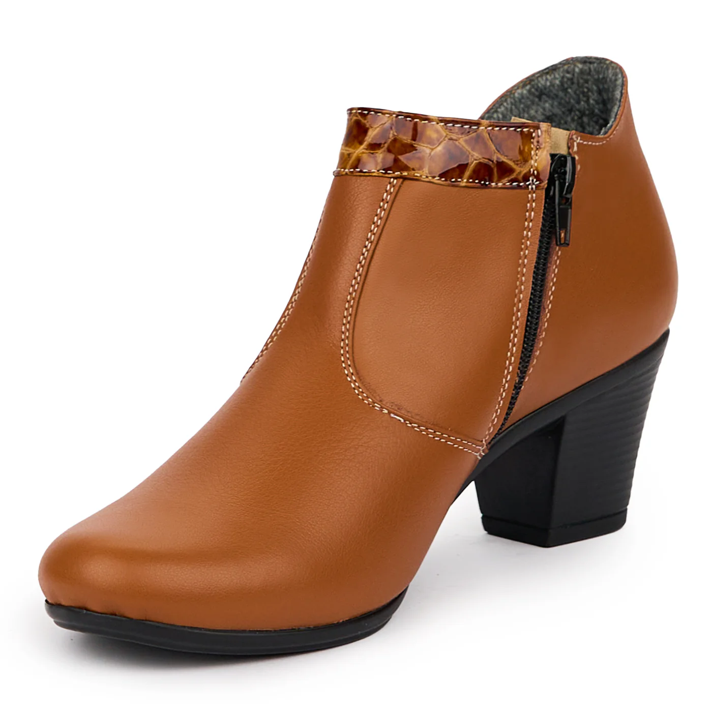 Botine dama din piele naturala maro 14304 - Image 3