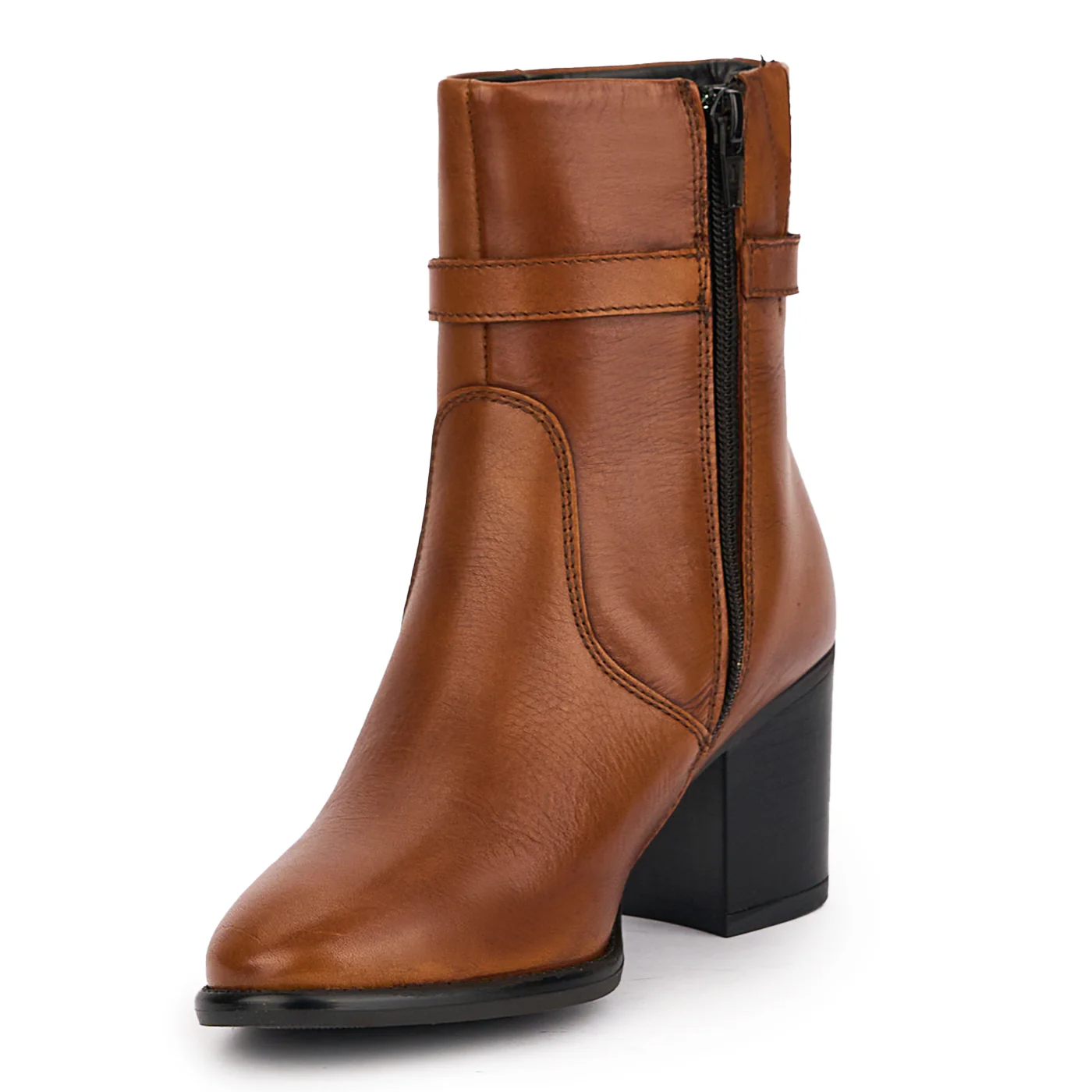 Botine dama din piele naturala maro cu toc 7 cm 17011 - Image 3