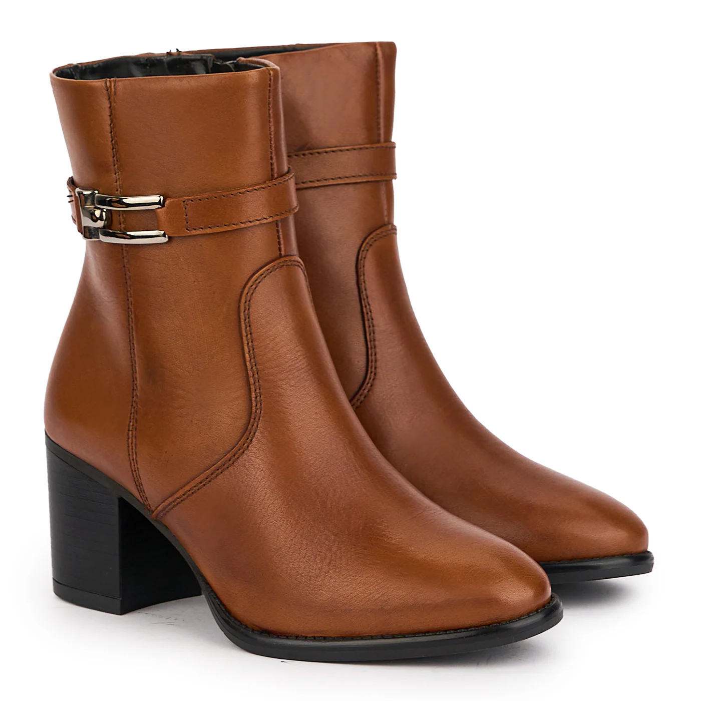 Botine dama din piele naturala maro cu toc 7 cm 17011 - Image 4