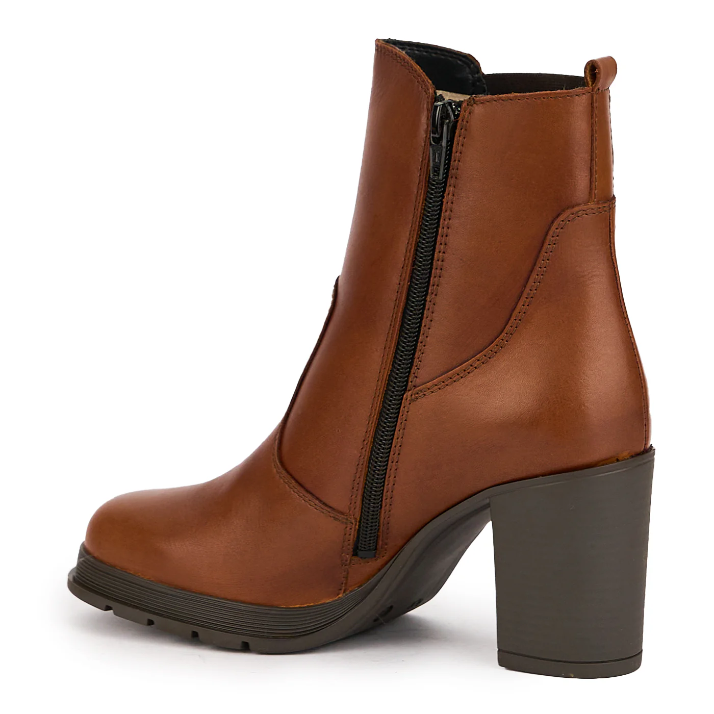 Botine dama din piele naturala maro cu toc 8 cm 17008 - Image 2