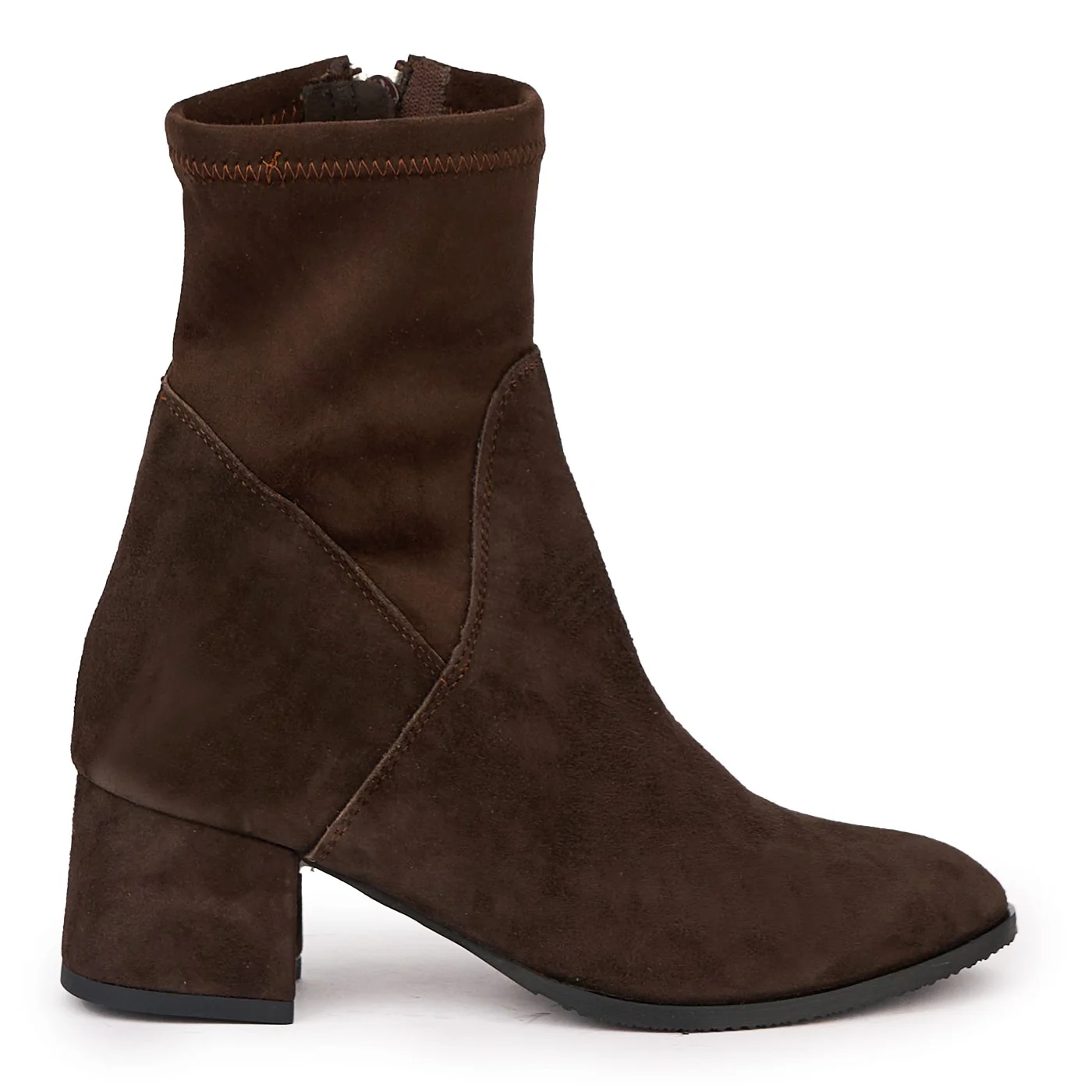 Botine dama din piele naturala maro cu toc gros 5.5 cm 17129