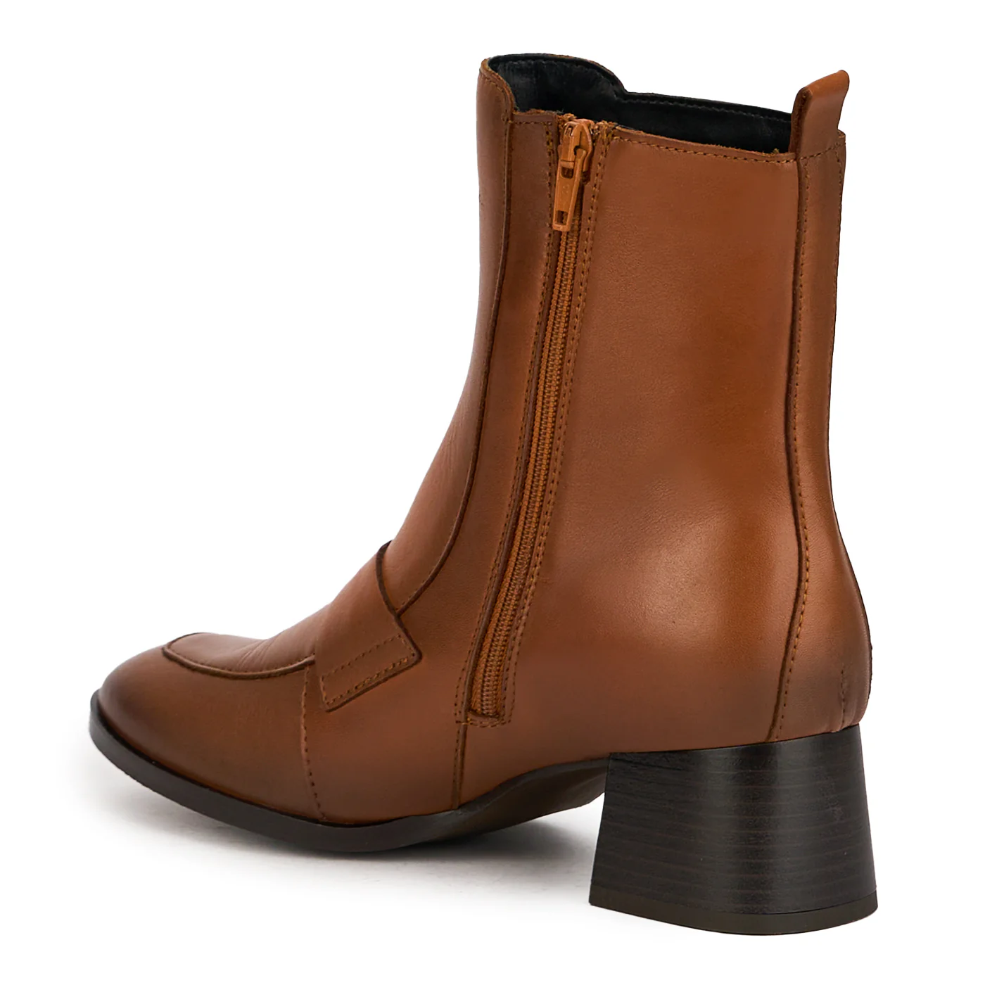 Botine dama din piele naturala maro cu toc gros 5 cm 17232 - Image 2