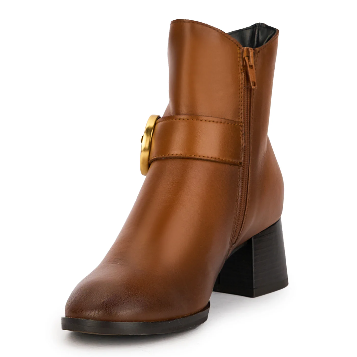 Botine dama din piele naturala maro cu toc gros 5 cm 17235 - Image 3