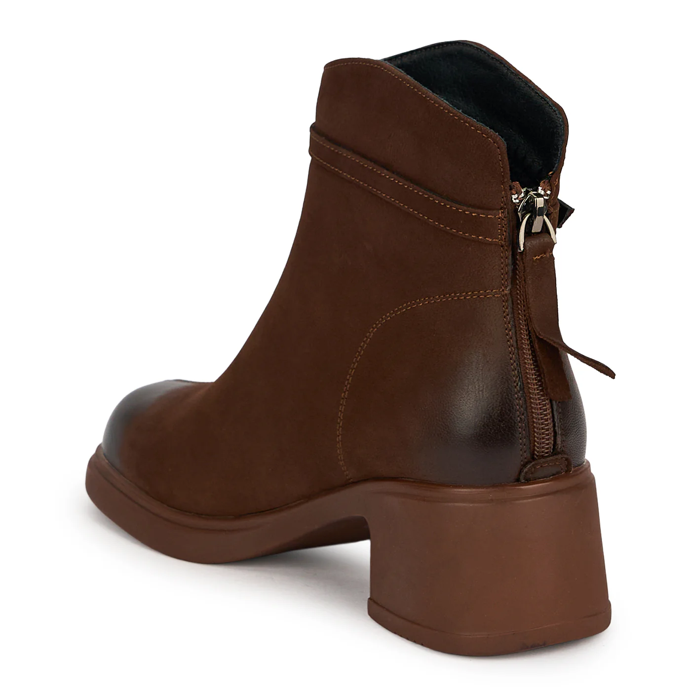 Botine dama din piele naturala maro cu toc gros 5 cm 19030 - Image 2