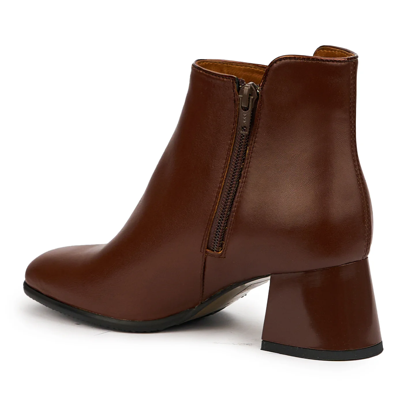 Botine dama din piele naturala maro cu toc gros 6 cm 14606 - Image 2