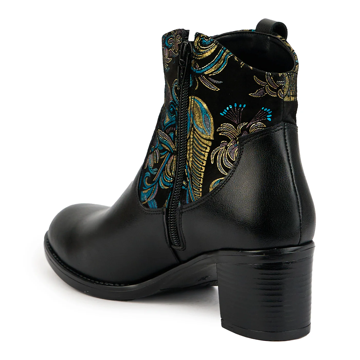 Botine dama din piele naturala maro cu toc gros 6 cm 14851 - Image 2