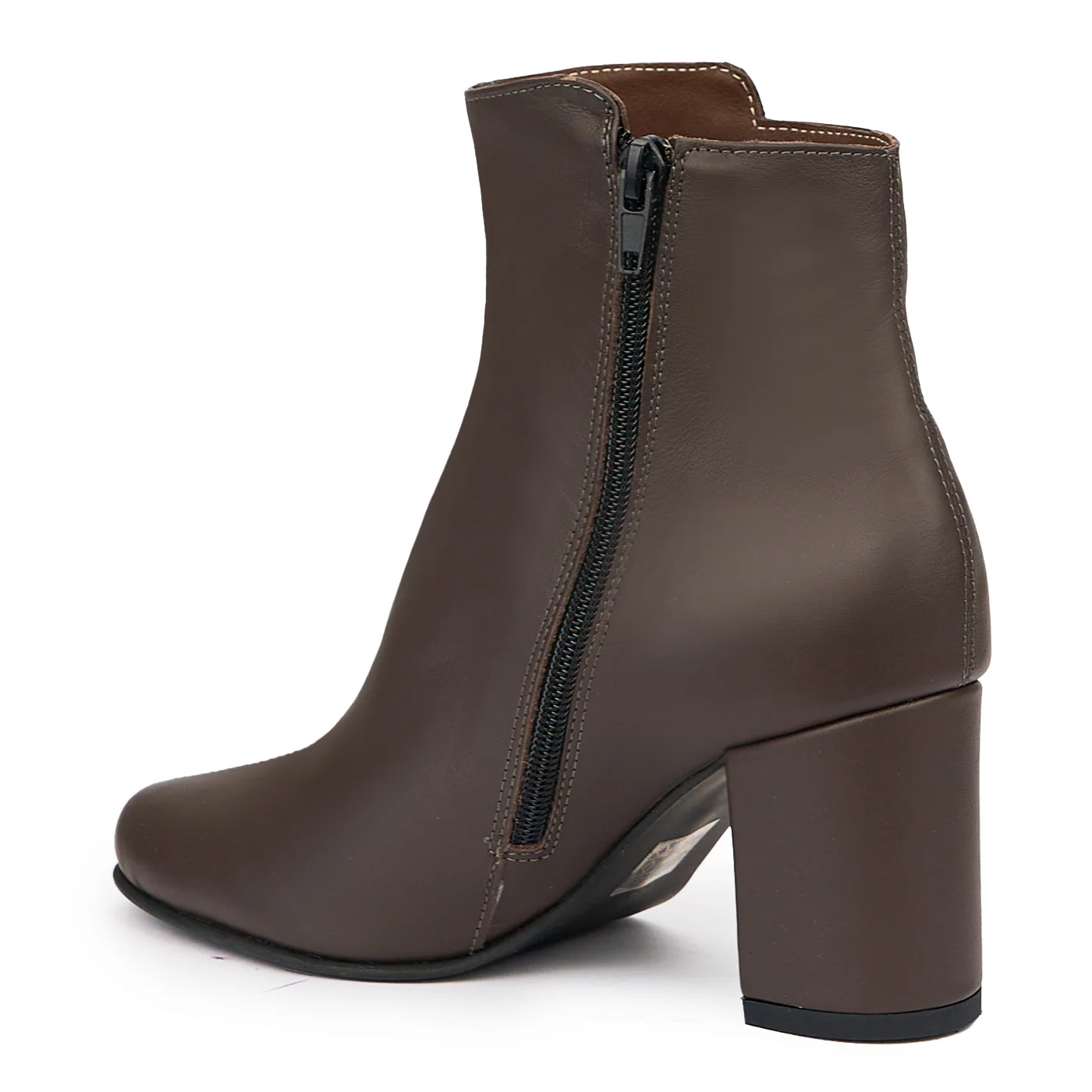 Botine dama din piele naturala maro cu toc gros 7 cm 14481 - Image 2